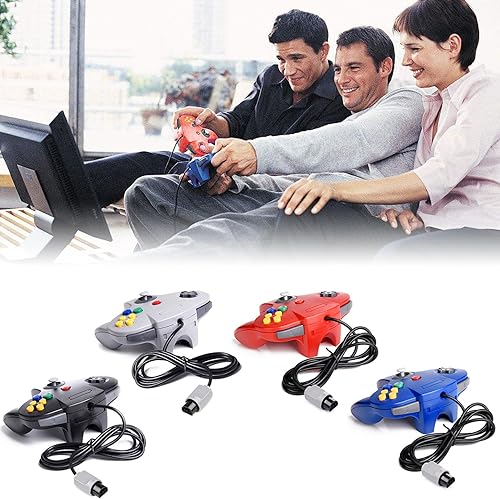 Miniatura 7 de KIWITATA Paquete de 2 controladores clásicos N64, Retro N64 con cable actualizado, mando a distancia compatible con consola N64, color gris