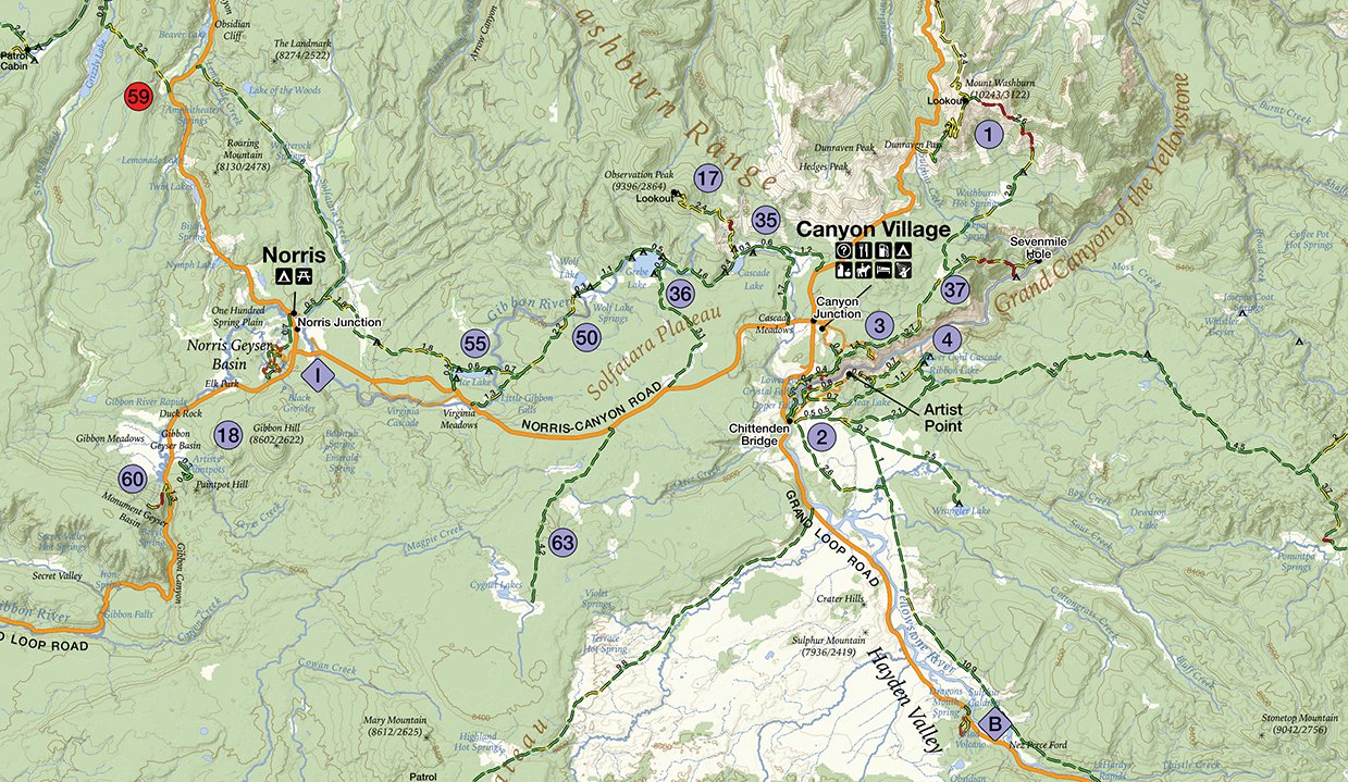 Snapklik.com : Day Hikes Of Yellowstone National Park Map Guide