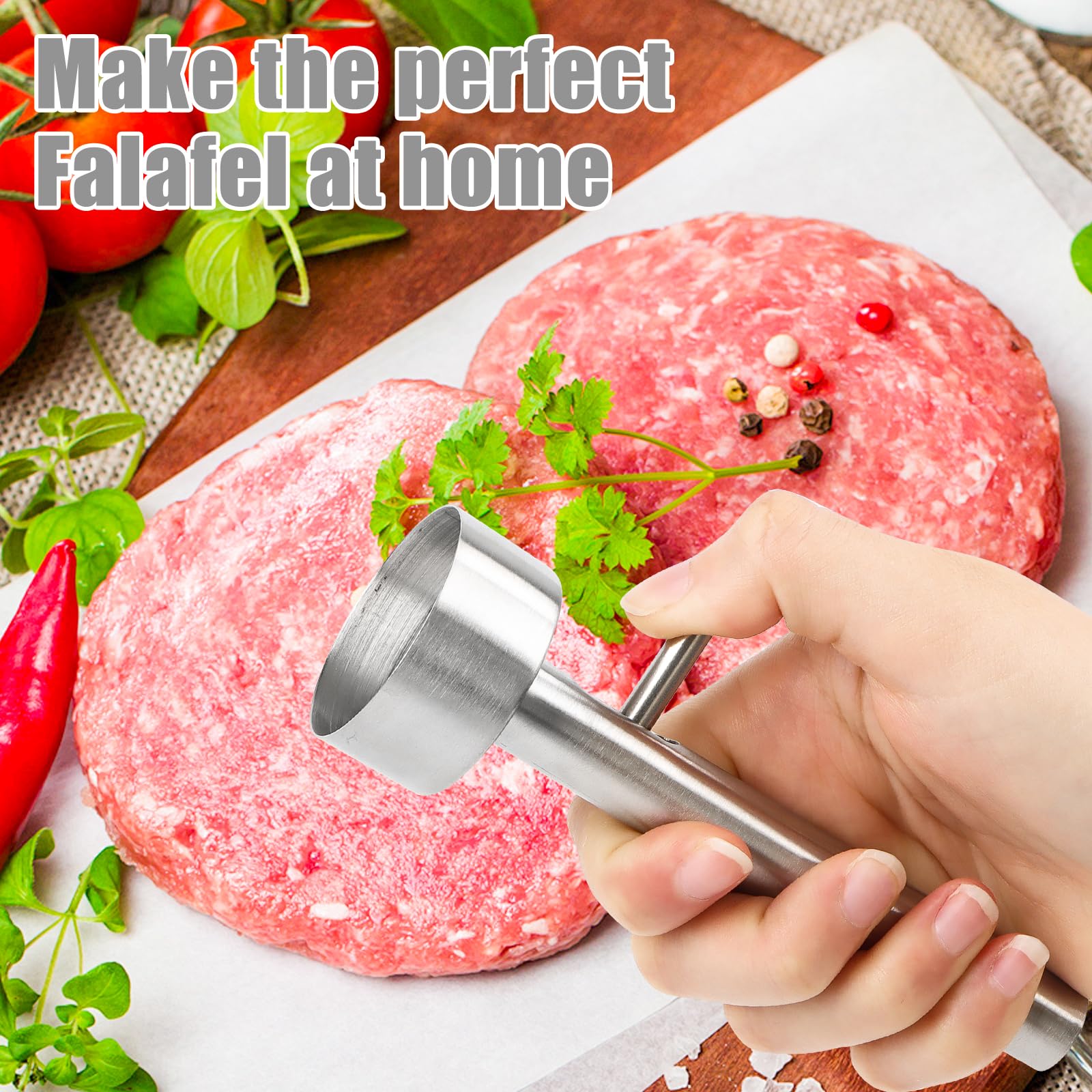 Stampo Per Falafel - Pala Per Polpette 4cm Antiaderente, Facile Da Pulire, Acciaio Inox - Foto 10