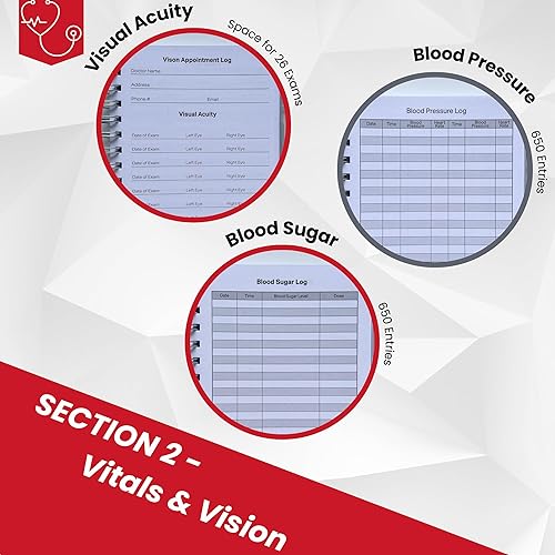 Miniatura 7 de Diario médico personal | Visitas a la oficina de registro, seguimiento de gastos médicos, afecciones crónicas y más | Bloc de notas A4 200 páginas