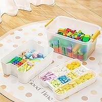 Vista 3 de ihomecooker Caja de almacenamiento de plástico de 13 cuartos de galón con bandeja extraíble, organizadores de manualidades y contenedor