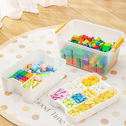 Miniatura 3 de ihomecooker Caja de almacenamiento de plástico de 13 cuartos de galón con bandeja extraíble, organizadores de manualidades y contenedor de