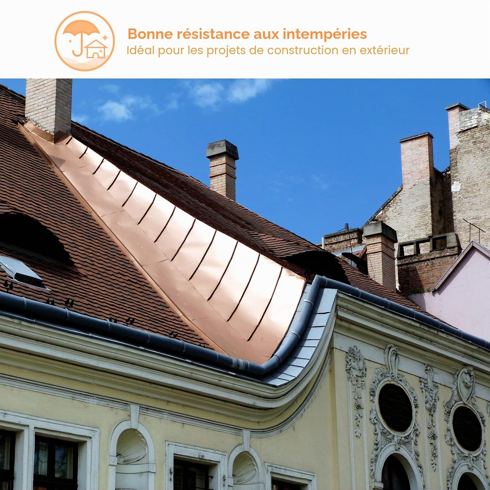 QUARKZMAN Cuivre Feuille Rouleau 3500mm x 300mm x 0.02mm, 99,9% pure Cuivre Bande Cuivre Clignotant Métal Feuille Plaque pour Électricité DIY Projets (Plusieurs Tailles)