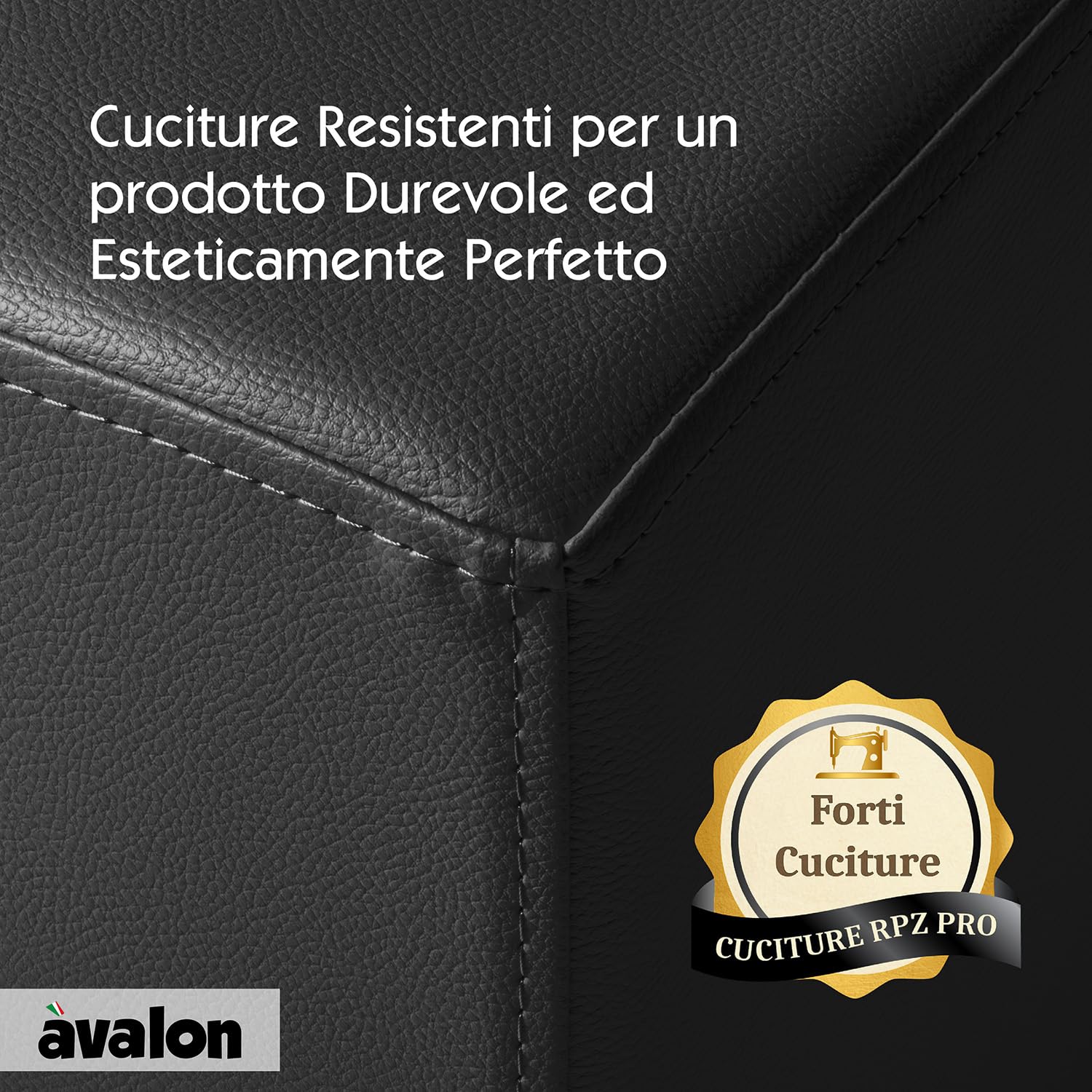 Avalon - Pouf Poggiapiedi Rigido CUBO Jazz in Ecopelle Deluxe, Puff Poggiapiedi Divano Quadrato, Pouffe per Interno ed Esterno, Comodo Impermeabile e Resistente, Made in Italy (40cm-Nero)