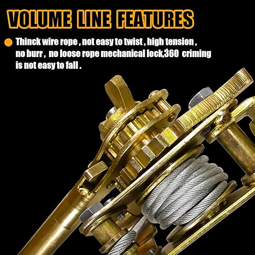 Miniatura 3 de FITHOIST Come Along - Extractor de cabrestante de cable de 2 toneladas, extractor de mano resistente de 4400 libras con 2 ganchos, extractor de