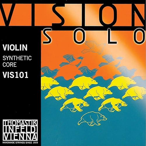 Thomastik Vision Solo - Juego de cuerdas para violín 4/4, calibre mediano, con cuerda D plateada