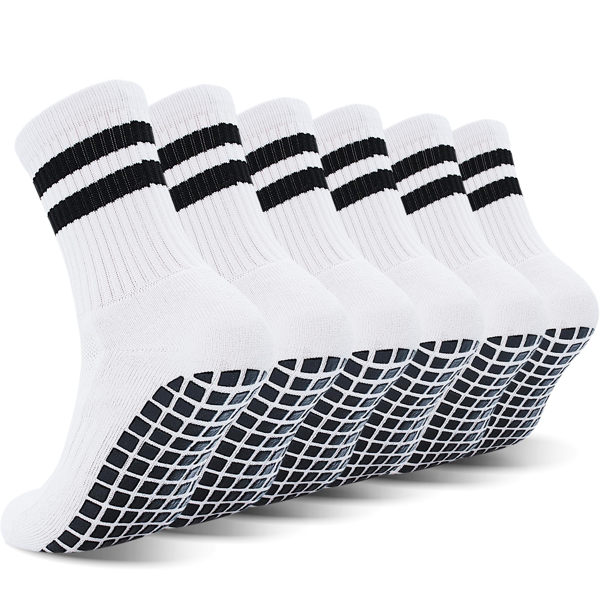 ELUTONG Youth Grip Soccer Socks Kids Grips Athletic Sports Crew Sock for Baseball Football Basketball Boys Girls 6 Pack