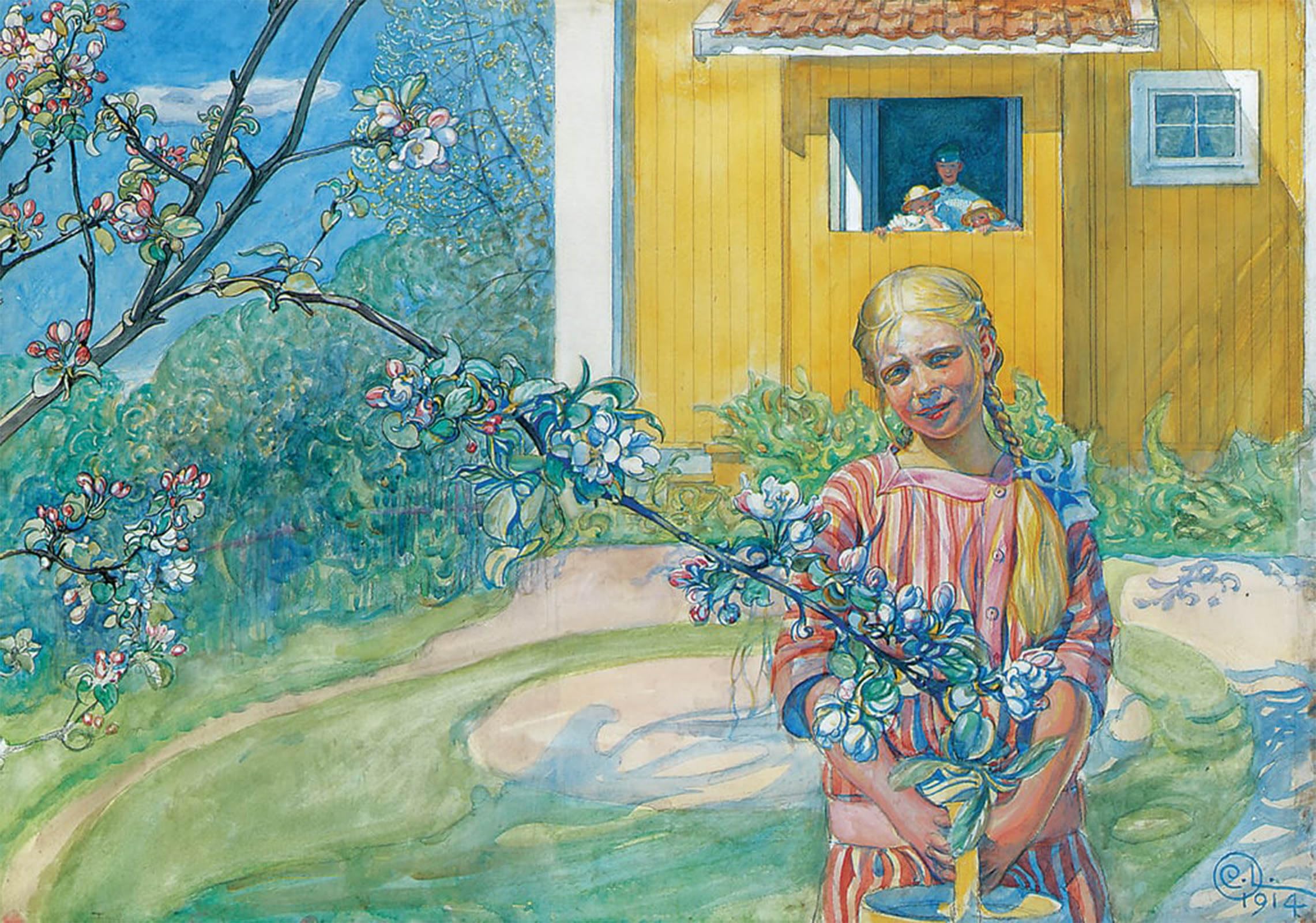 POSTERIIk Famous Animal Posters Vintage Picture Girl with blossom by Carl Larsson Modern Wall Decor for Home Decor 60x90cm