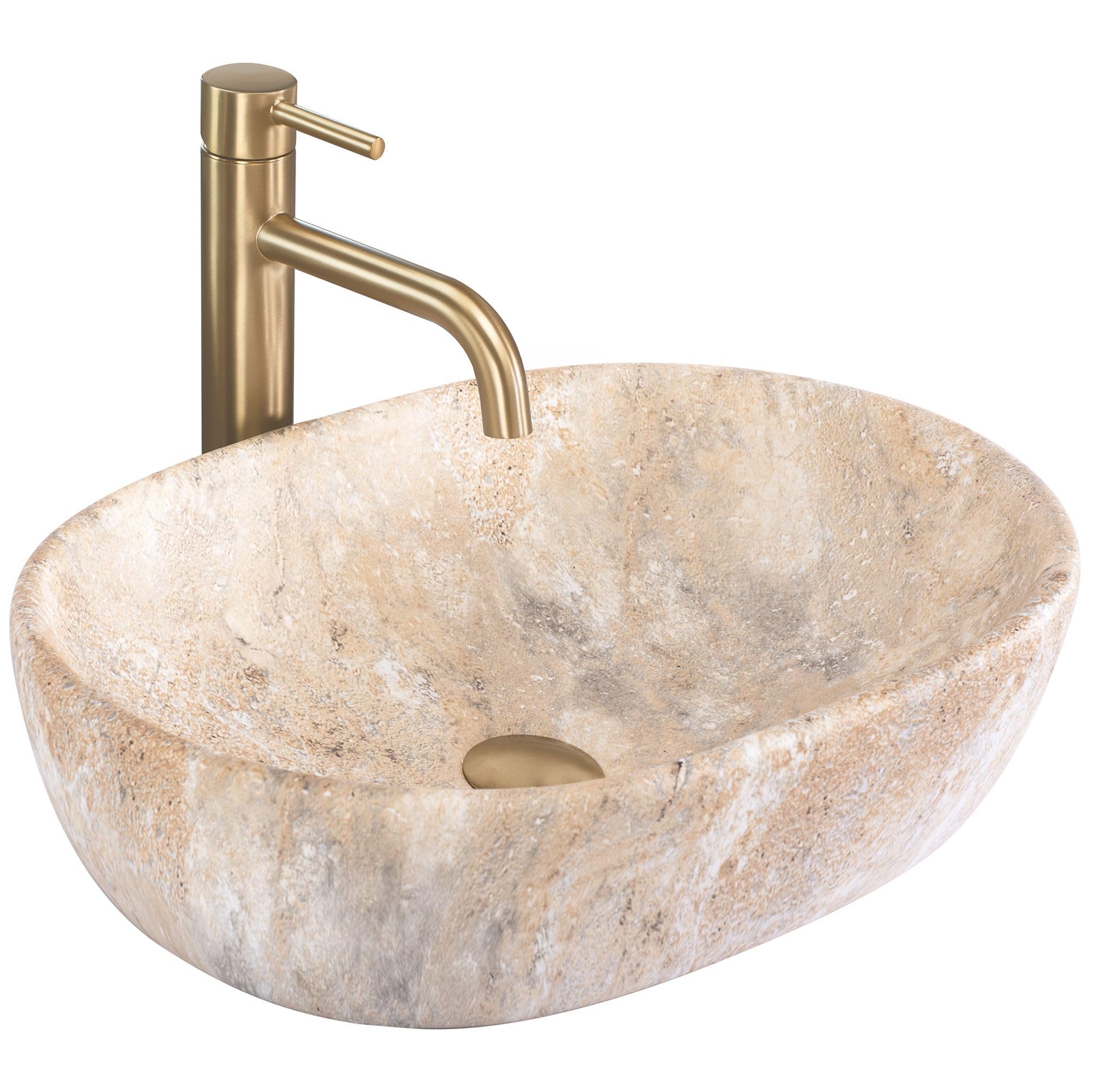 Rea - Lavabo Da Appoggio Amelia Savana Matt In Ceramica,Pietra Artificiale, Ovale 48X34,5X13,6cm