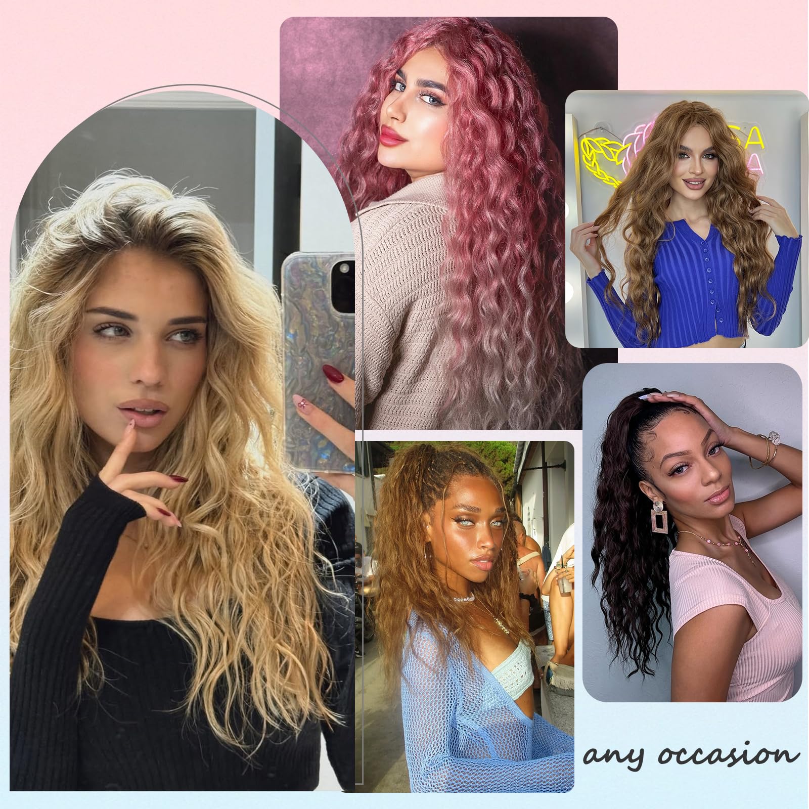 MLETULIPS Extensiones de pelo trenzado rizado, trenzas de crochet de onda profunda