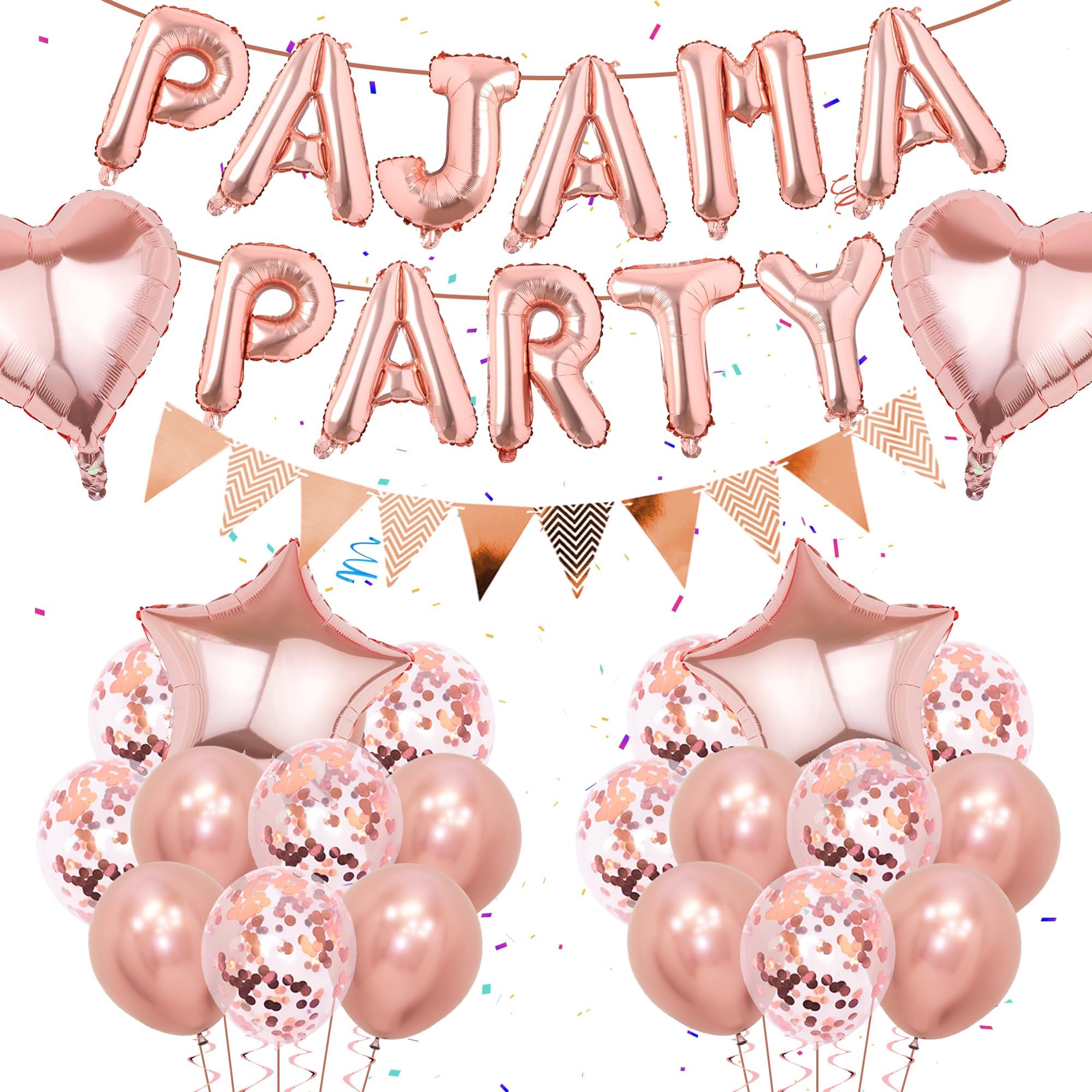 Pajama Party Balloons for Girls - Rose Gold Sleepover Decorations