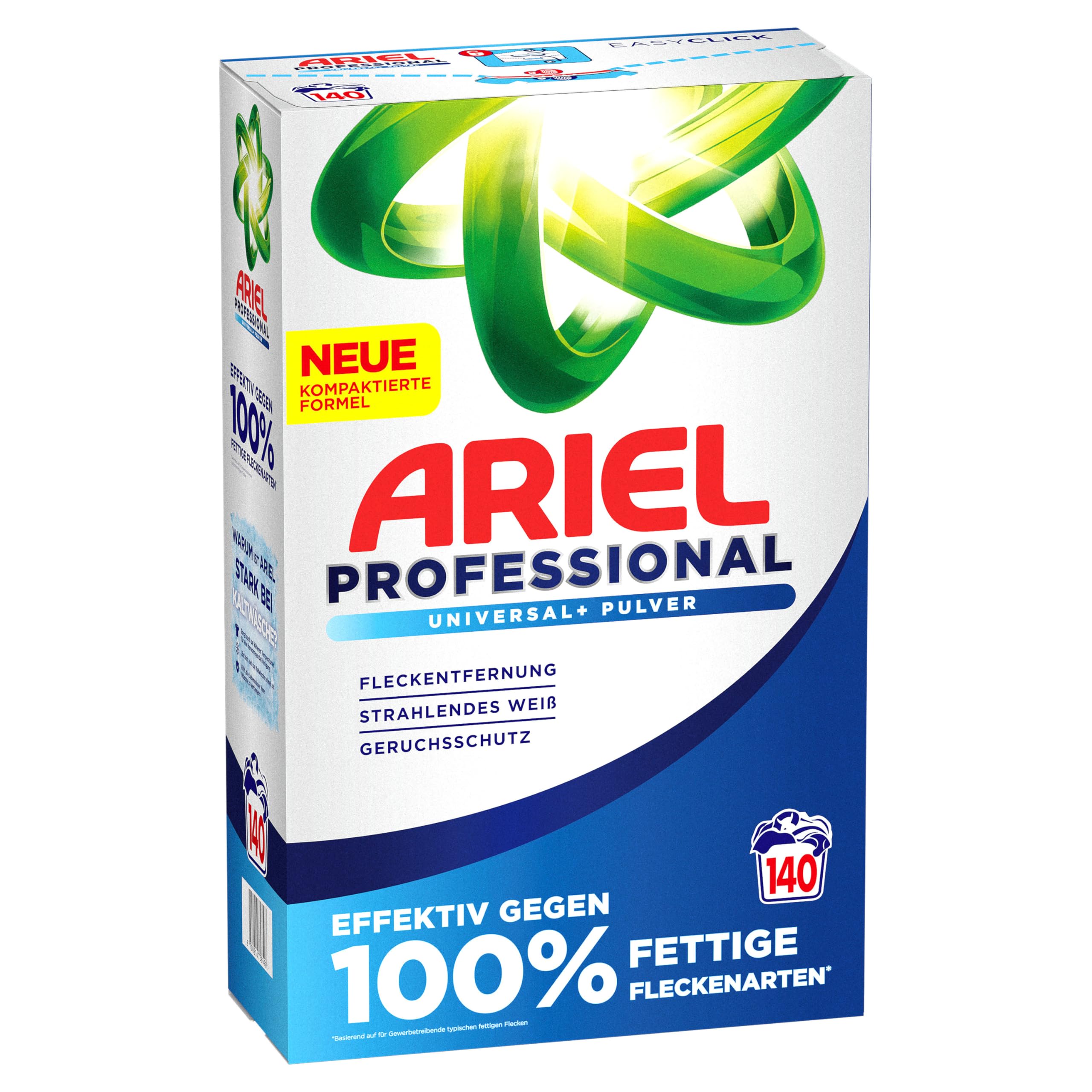 Ariel Professional Waschpulver Waschmittel Universal+, bekämpft alle Arten von Fettflecken, für den professionellen Gebrauch