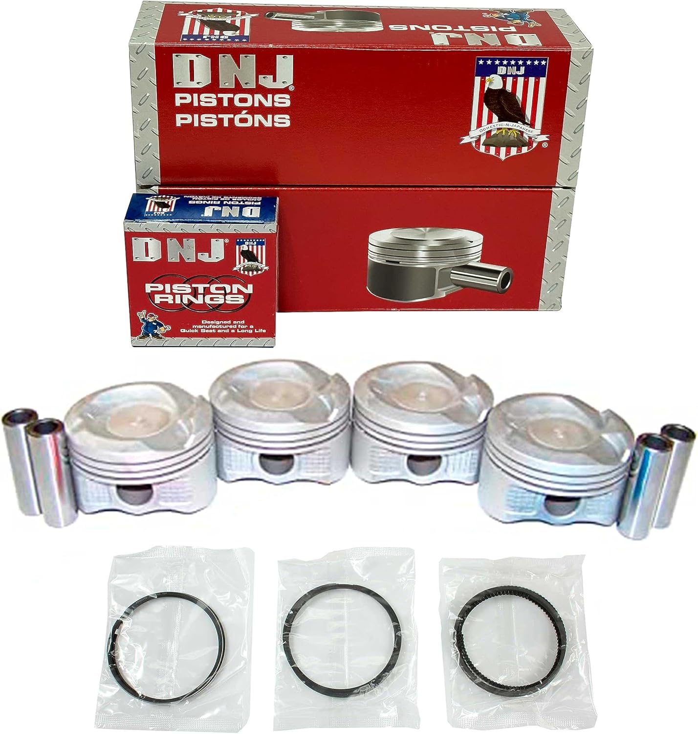 DNJ PRK949A Piston and Ring Kit for 2001-2018 Toyota Echo Prius Yaris 1.5L L4 16V DOHC 1497cc