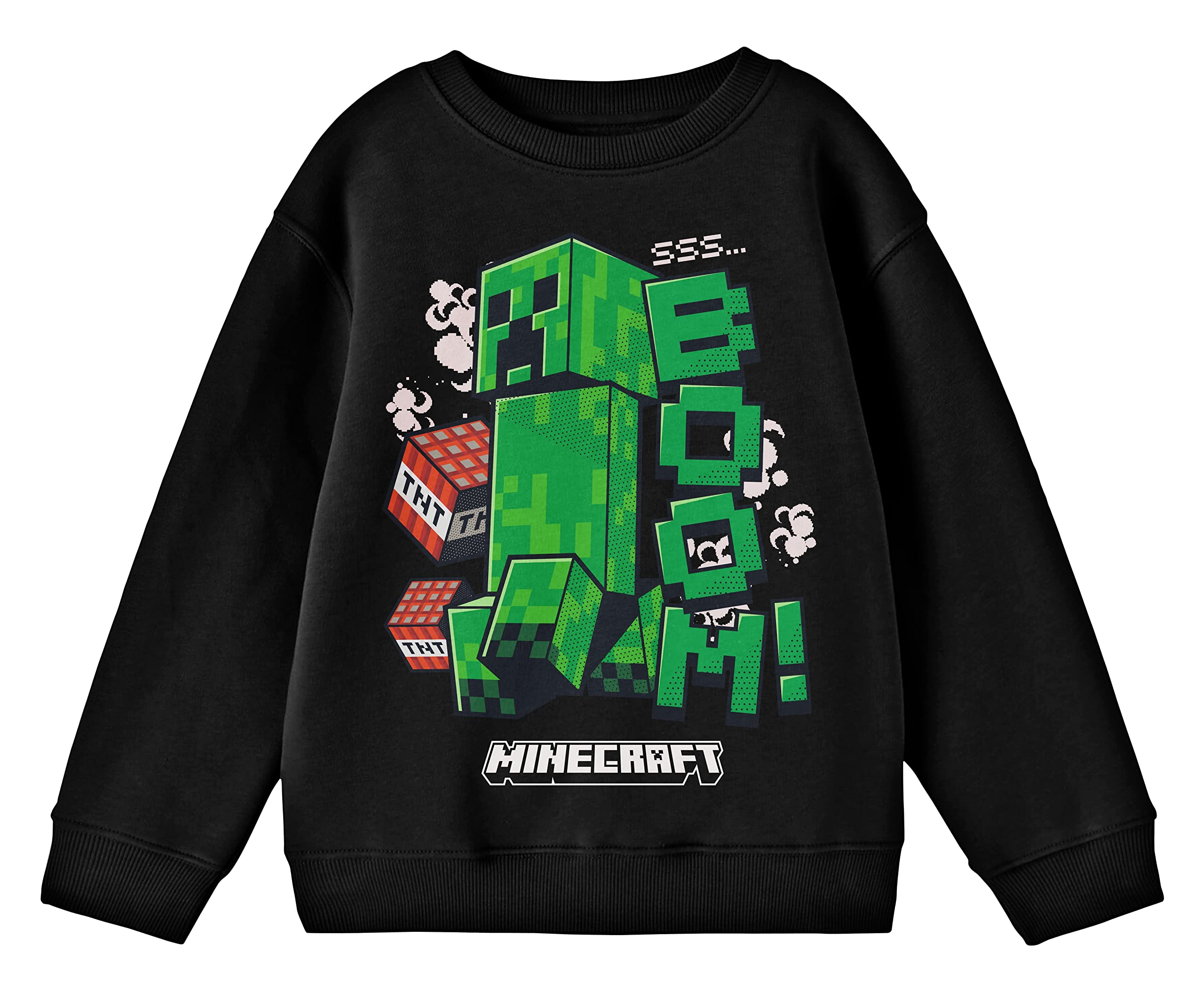 Minecraft SSS Boom Creeper Boy's Black Long Sleeve Sweatshirt