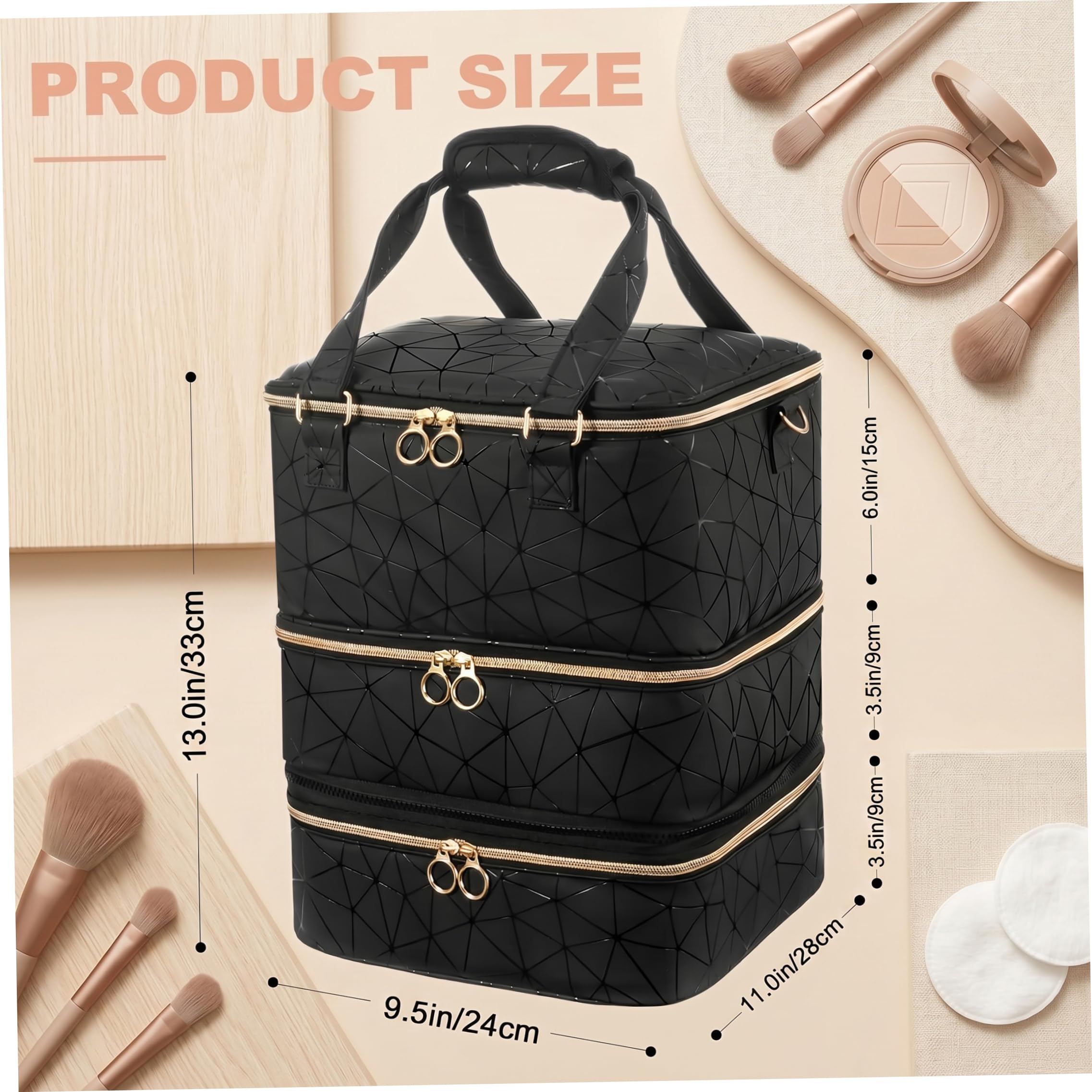 Bolsa para Kit de uñas, 3 y 84 Ranuras, Organizador Negro.