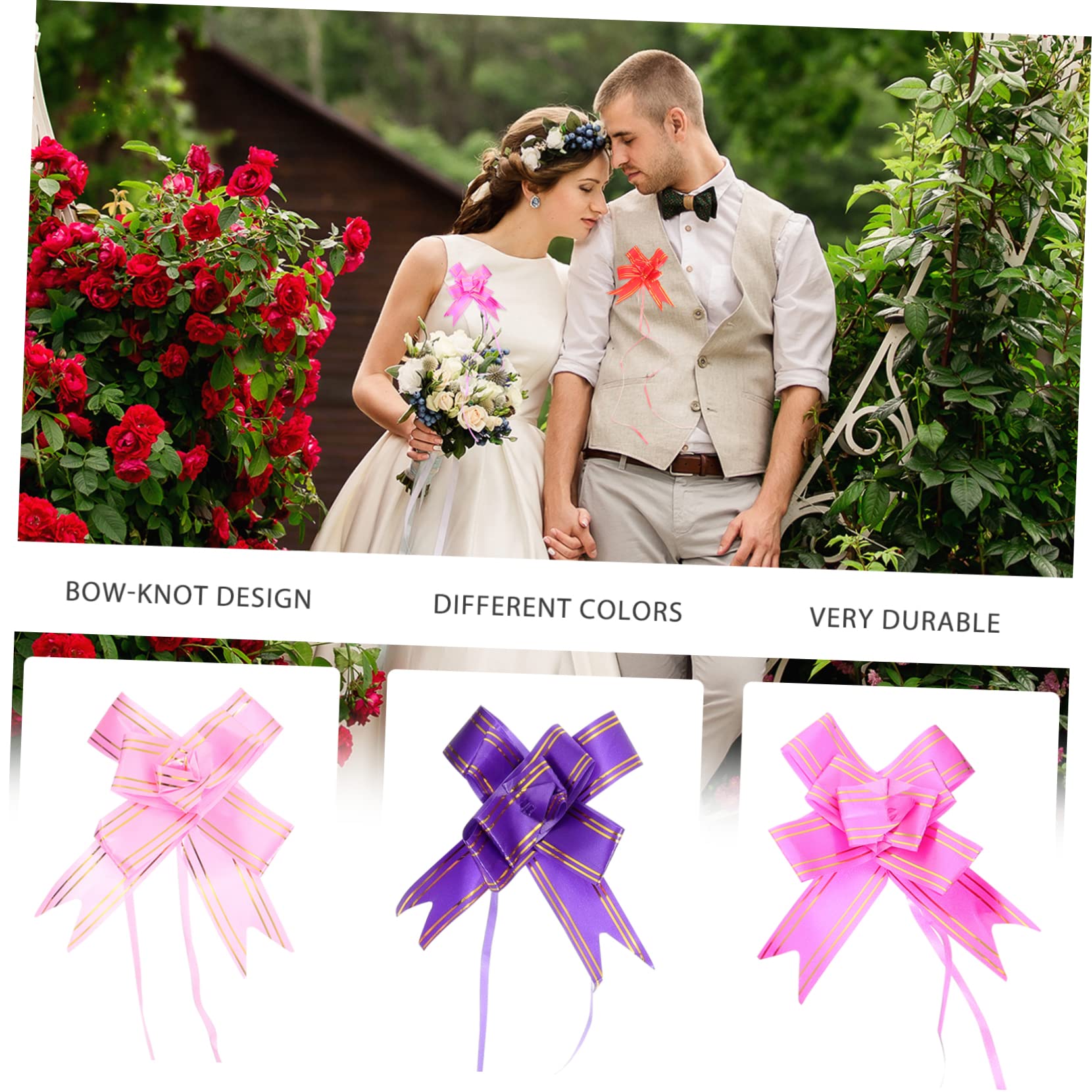 SHERCHPRY 5 Set Fiocco Decorativo Per Auto Nuziale Fiocco Lucido Fiocco Di Carta Lucida 6 Pezzi*5