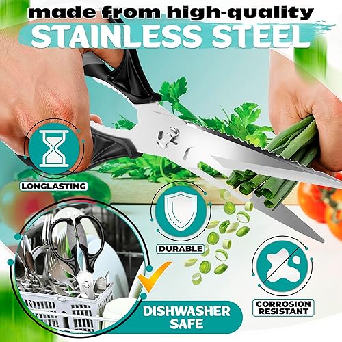 Miniatura 3 de Tijeras de cocina para alimentos, tijeras de cocina multiusos, tijeras de cocina resistentes, tijeras de aves de corral, tijeras de corte de carne