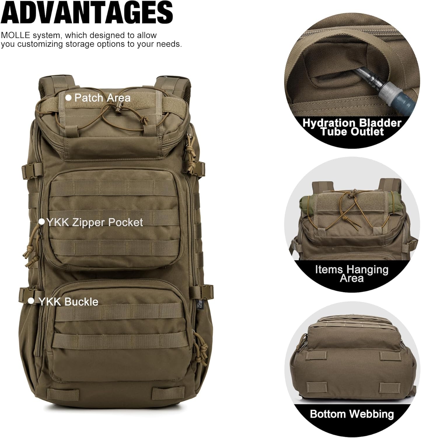 Mardingtop Tactical Backpacks Molle Hiking daypacks for Motorcycle Camping Hiking Military Traveling,25L Backpack - Image 4