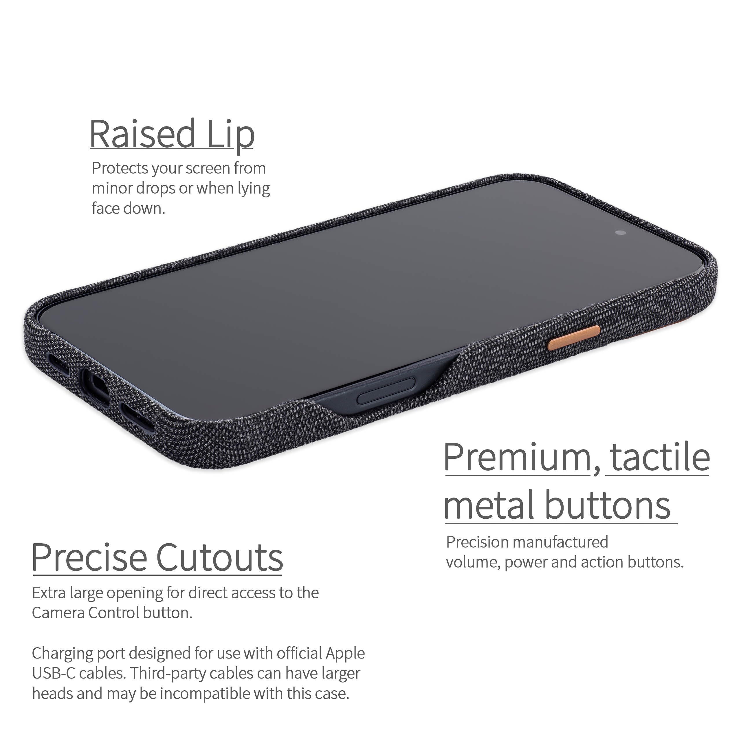 Dockem Custodia Portacarte in Tessuto per iPhone 16 Pro Max con Piastra Metallica Integrata per Montaggio Magnetico, Portafoglio in Vera Pelle con 2 Slot per Carte: M2F [Grigio e Marrone Chiaro]