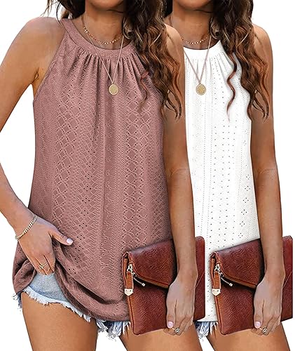 Zwurew Tank Top for Women Loose Fit High Neck Sleeveless