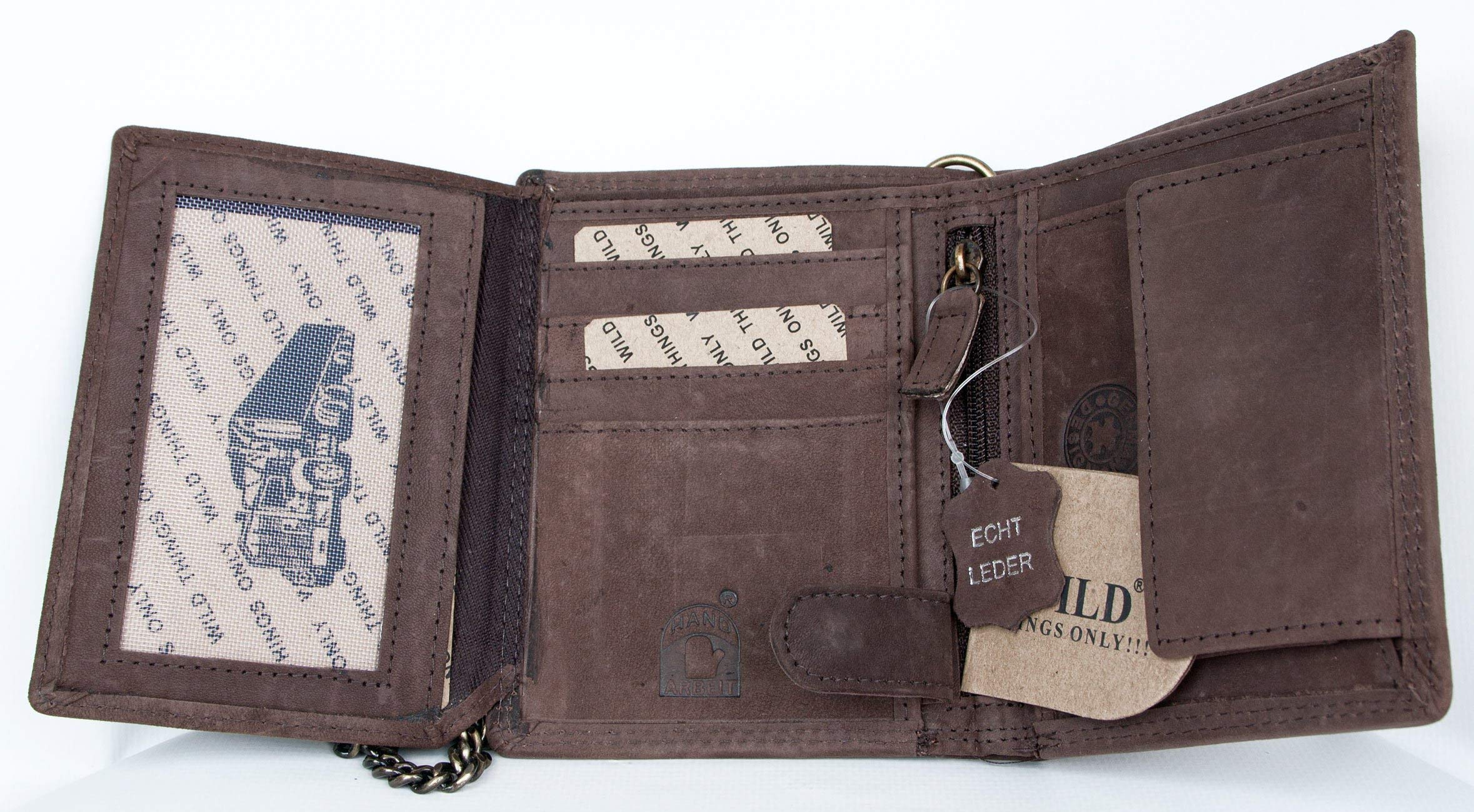 Billetera marrón Claro Estilo Motero de Cuero con camión con Cadena de Metal