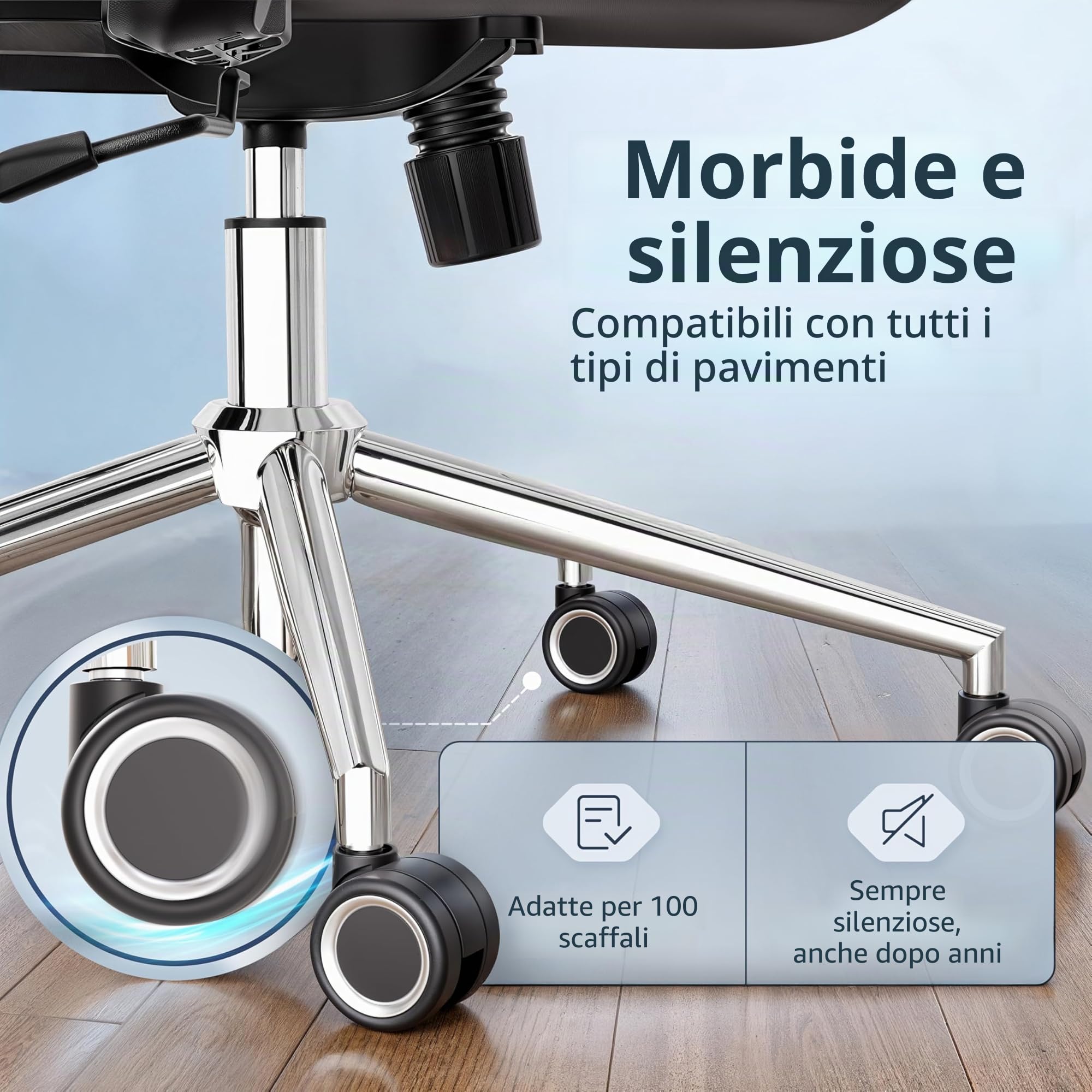 CLOUVOU BrightSeat Sedia ufficio ergonomica [TOP DI GAMMA] Sedia da scrivania per smart working | Poltrona ufficio per studio e camera | Sedia ufficio con ruote facile da spostare | Max. 150 kg
