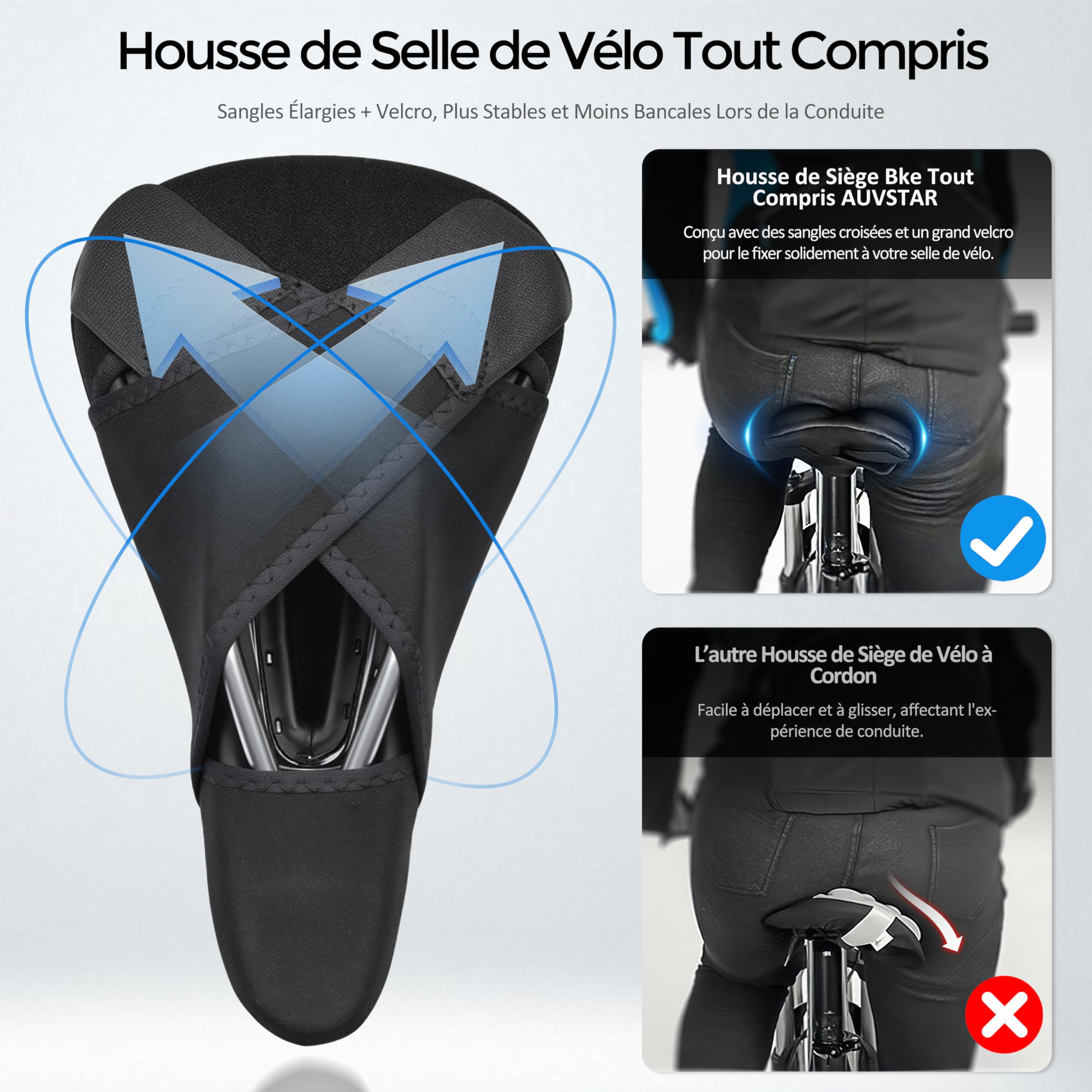 auvstar Coprisella in gel per bicicletta,Ventilazione cava unica,con imbottitura morbida e comoda, Bici Morbida Professionale per Ciclismo da Strada,Montagna o Spinning,(Nero)
