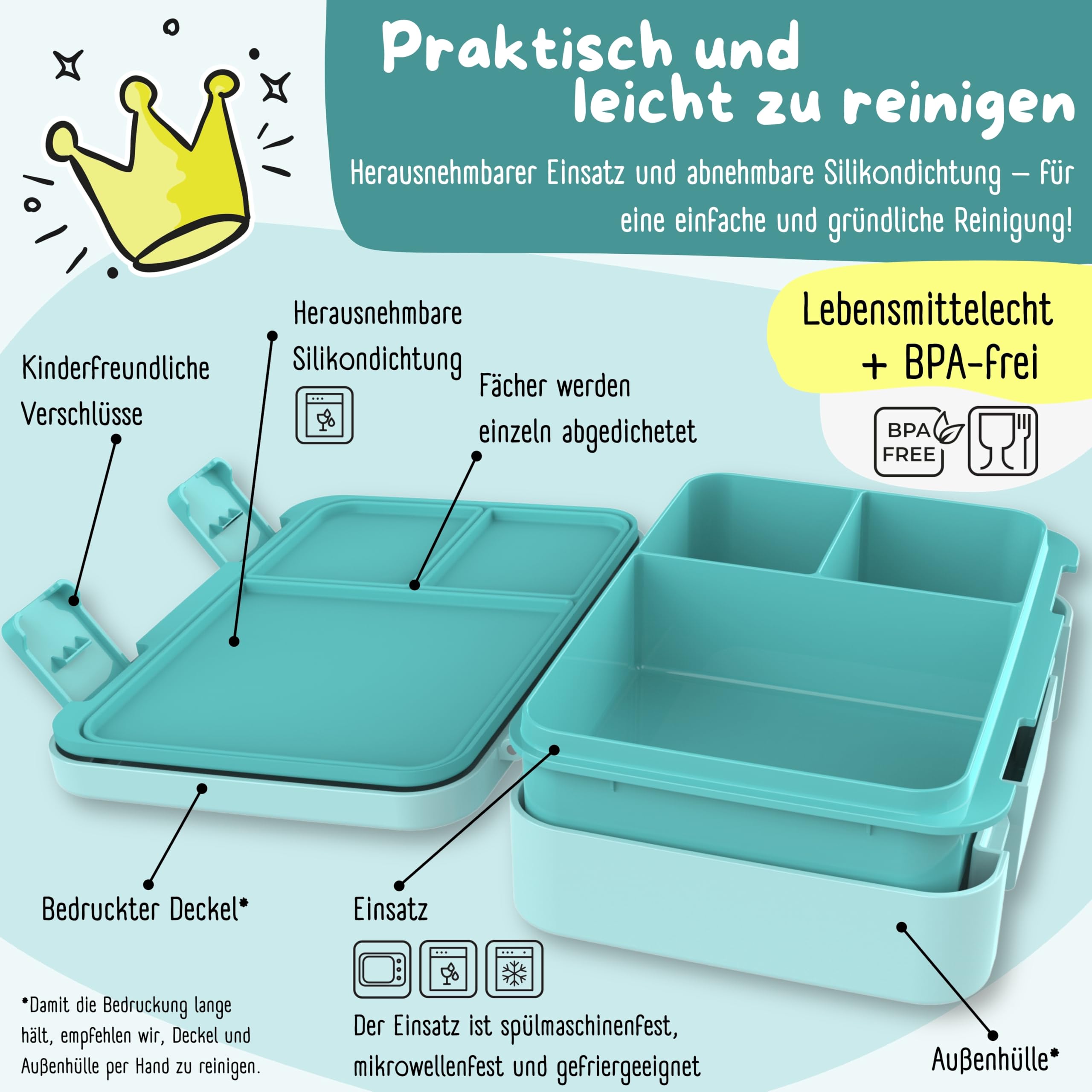 BEARFOOT Bento Box Compact, BPA-Free Children's Lunch Box for School & Nursery - Image 4