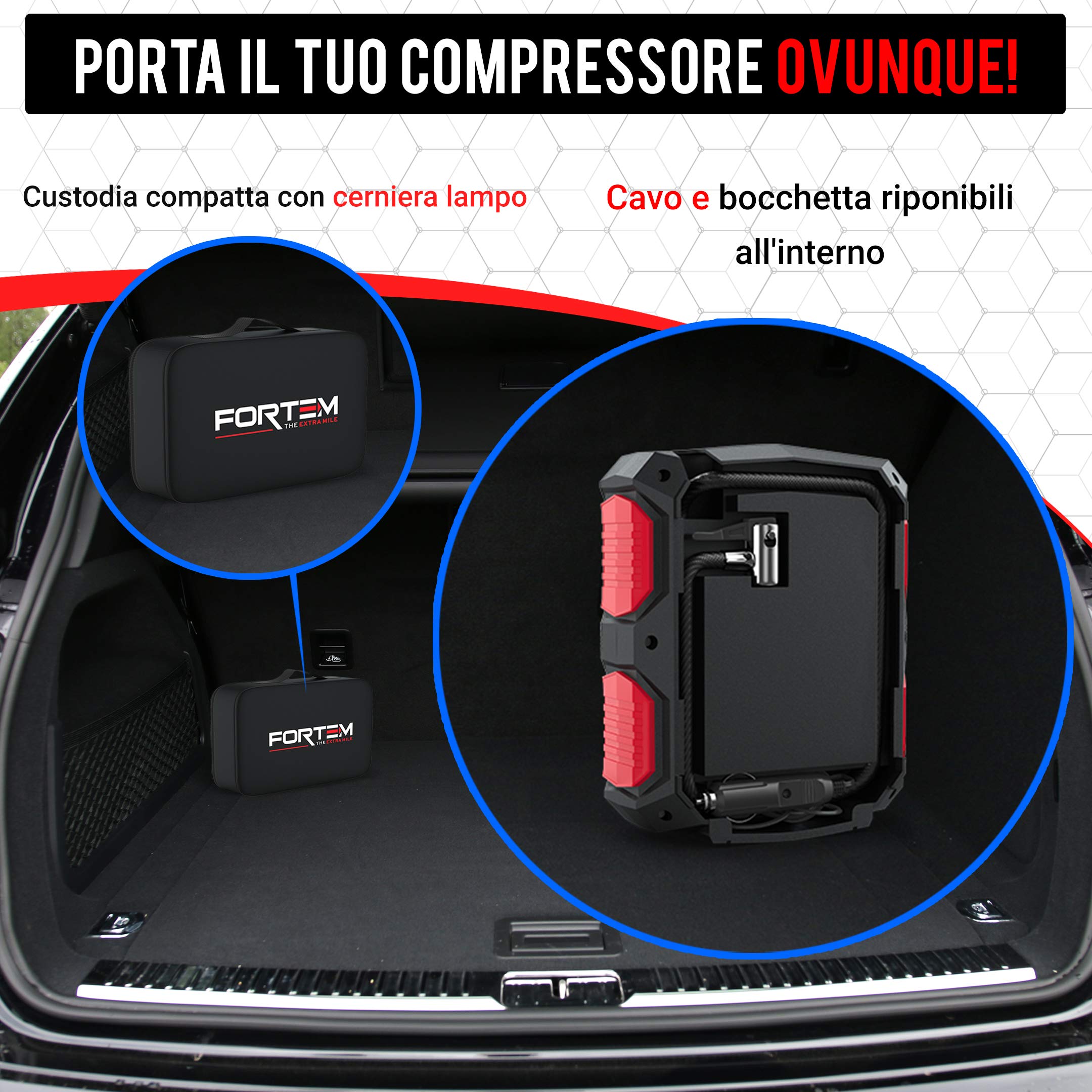 Buy FORTEM Tire Inflator Portable Air Compressor 150 PSI, Bike Pump