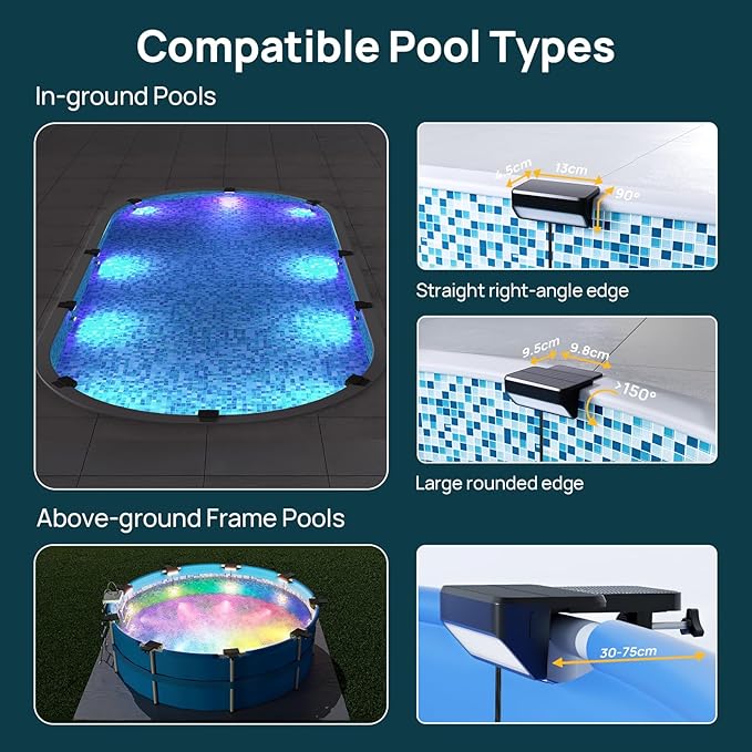 Luces solares para piscina Linkind 2 uds, control APP, RGB, IP68 miniatura 9