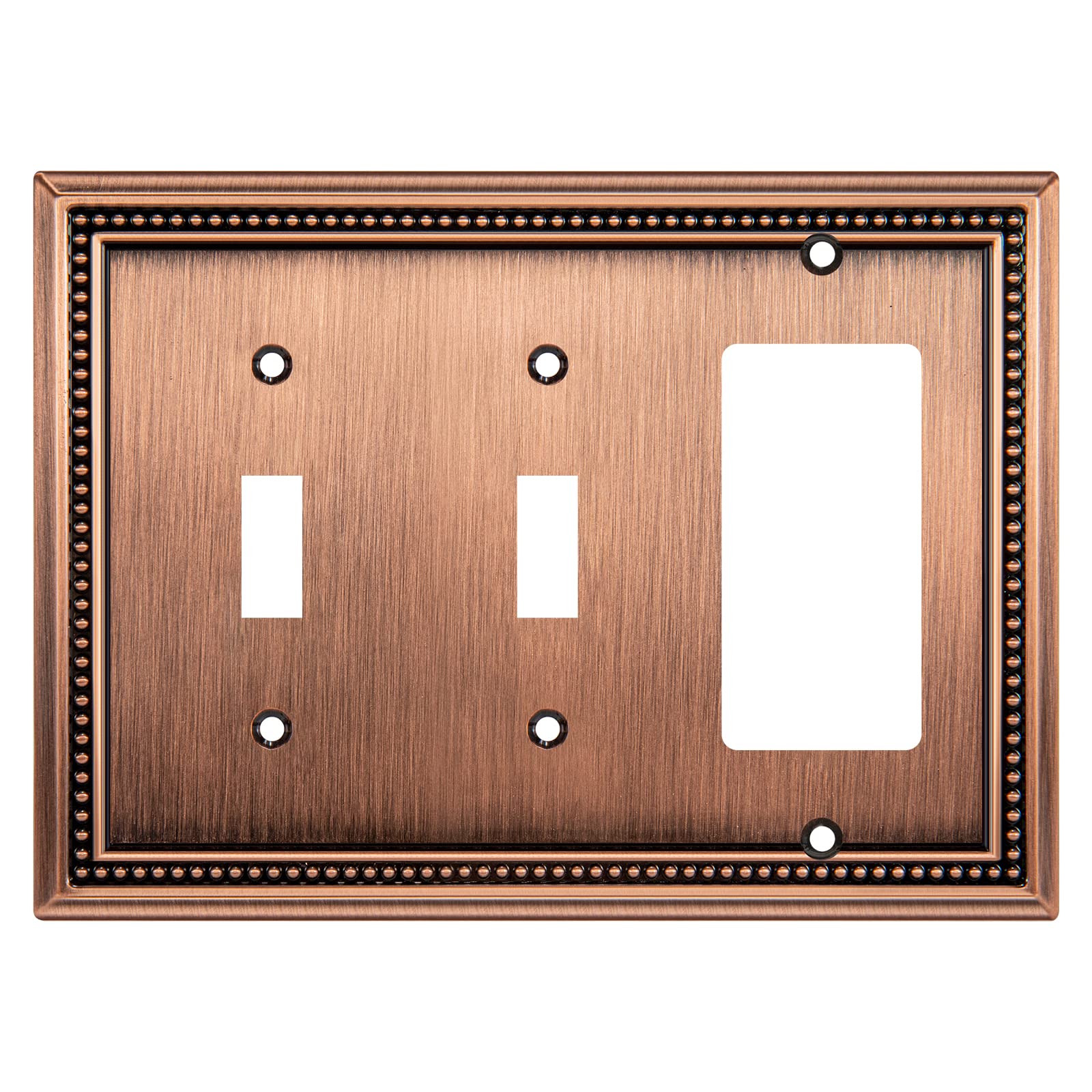 Henne Bery Sunken Pearls Heavy Duty Decorative Wall Plate Switch Plate Outlet Cover (Double Toggle/Single Decorator, Antique Copper)