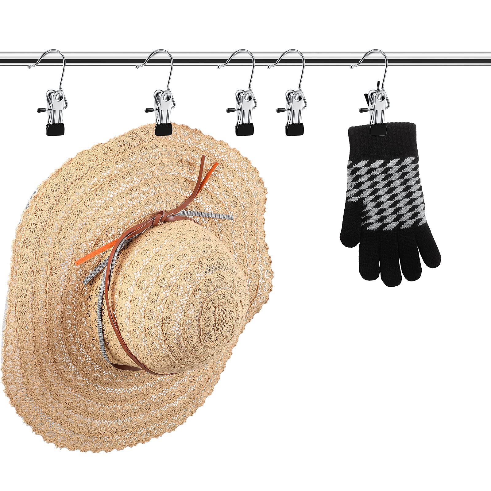 Hotop 48 Pieces Boot Hanger for Closet, Laundry Hooks with Clips, Boot Holder, Hanging Clips, Portable Multifunctional Hangers Single Clip Space Saving for Jeans, Hats, Tall Boots, Towels (Silver)