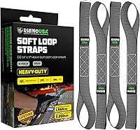 Vista 10 de Rhino USA Correas de amarre de bucle suave (paquete de 4) – 1.6 pulgadas x 17 pulgadas (5,000 libras de resistencia a la rotura) Correas de manillar