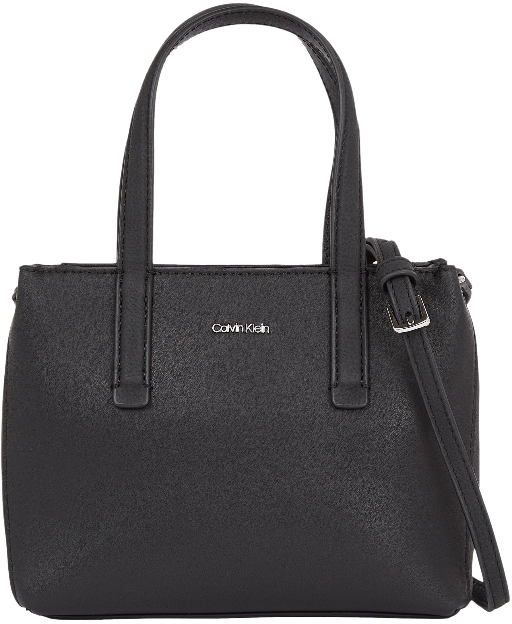 Calvin Klein Black Twin Handle Crossbody Handbag With Zip Fastening