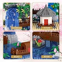 Vista 4 de Kitoyz Juego de construcción de árbol bonsái de flor de cerezo, juego de microbloques de construcción de arquitectura china de flor de durazno, kit