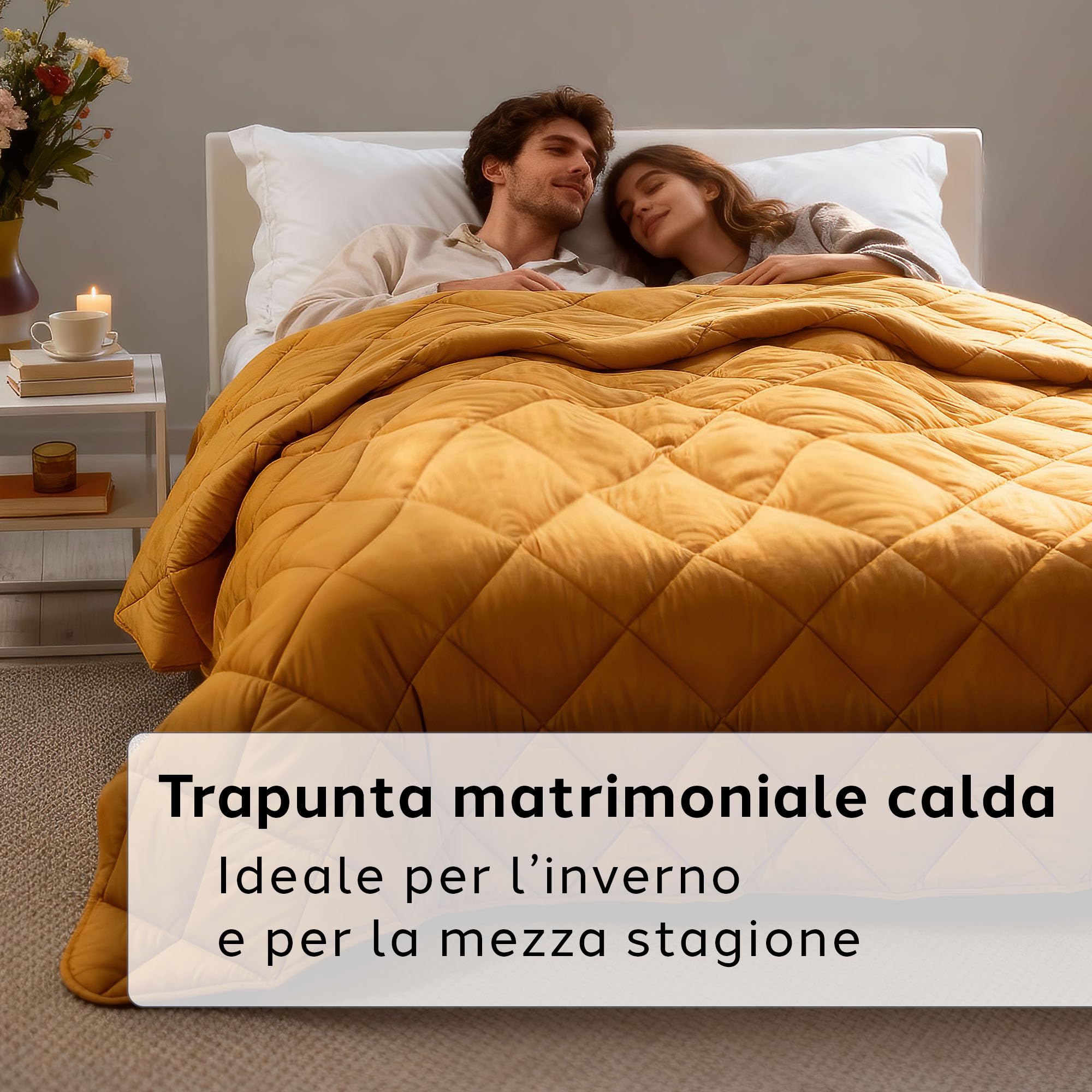 Caleffi - Piumone Matrimoniale Invernale 260x265 cm - Trapunta Matrimoniale Invernale per Inverno e Mezza Stagione - Copriletto in Microfibra Caldo e Morbido - Piumino Autunnale Made in Italy
