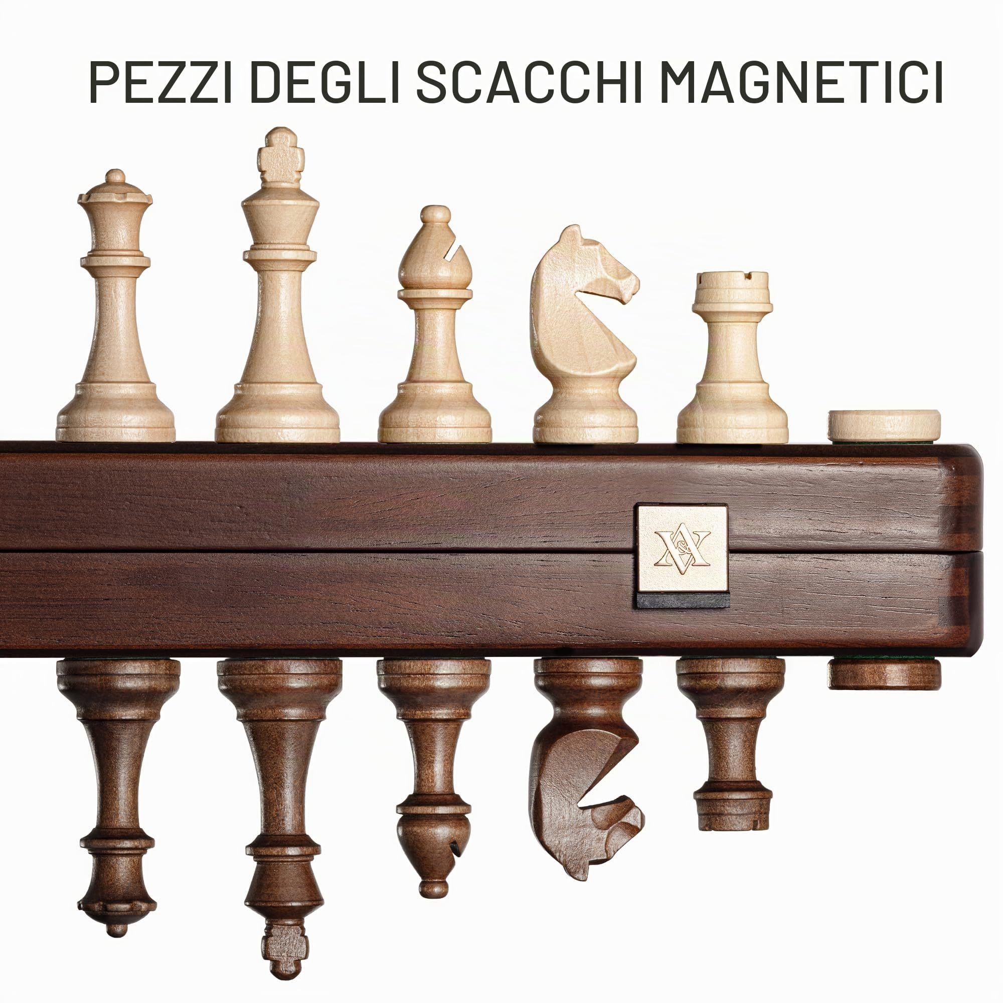 A&A Chess & Checkers - Set pieghevole in legno, 15 pollici, 2 pezzi extra queen…