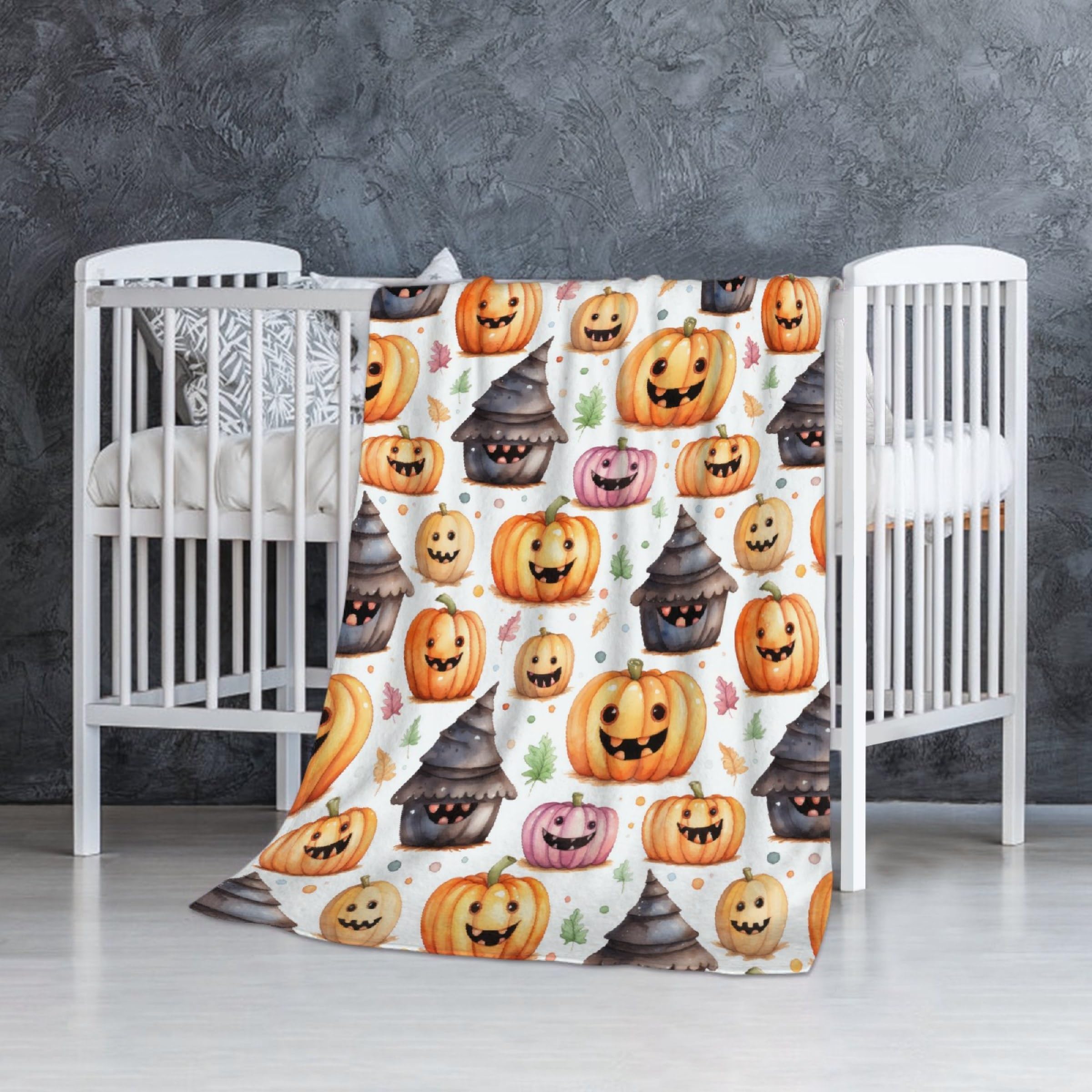 Halloween Pumkins Baby Blanket Gifts Super Soft Swaddle Newborn Cozy Baby Receiving Blanket Stroller Throw Blanket for Crib 40x30 in for Puppy