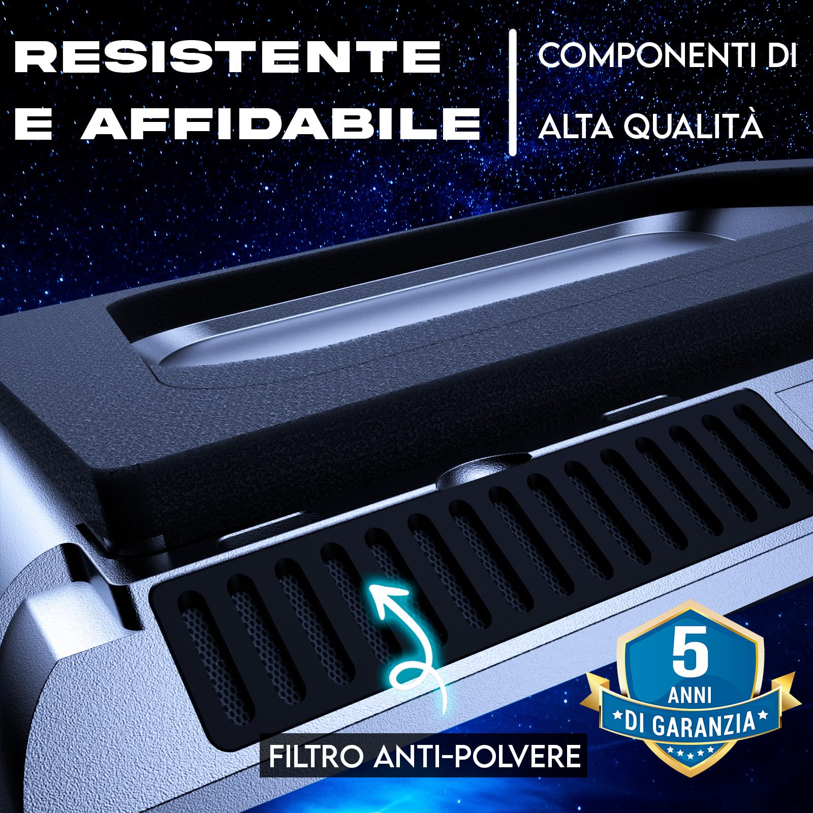 KLIM Everest Base Raffreddamento PC Portatile - Nuova - Supporto PC Portatile con Ventola Turbo (4300 RPM) - Guarnizione in Foam per Massime Prestazioni - Evita Il Surriscaldamento - da 15 a 17"