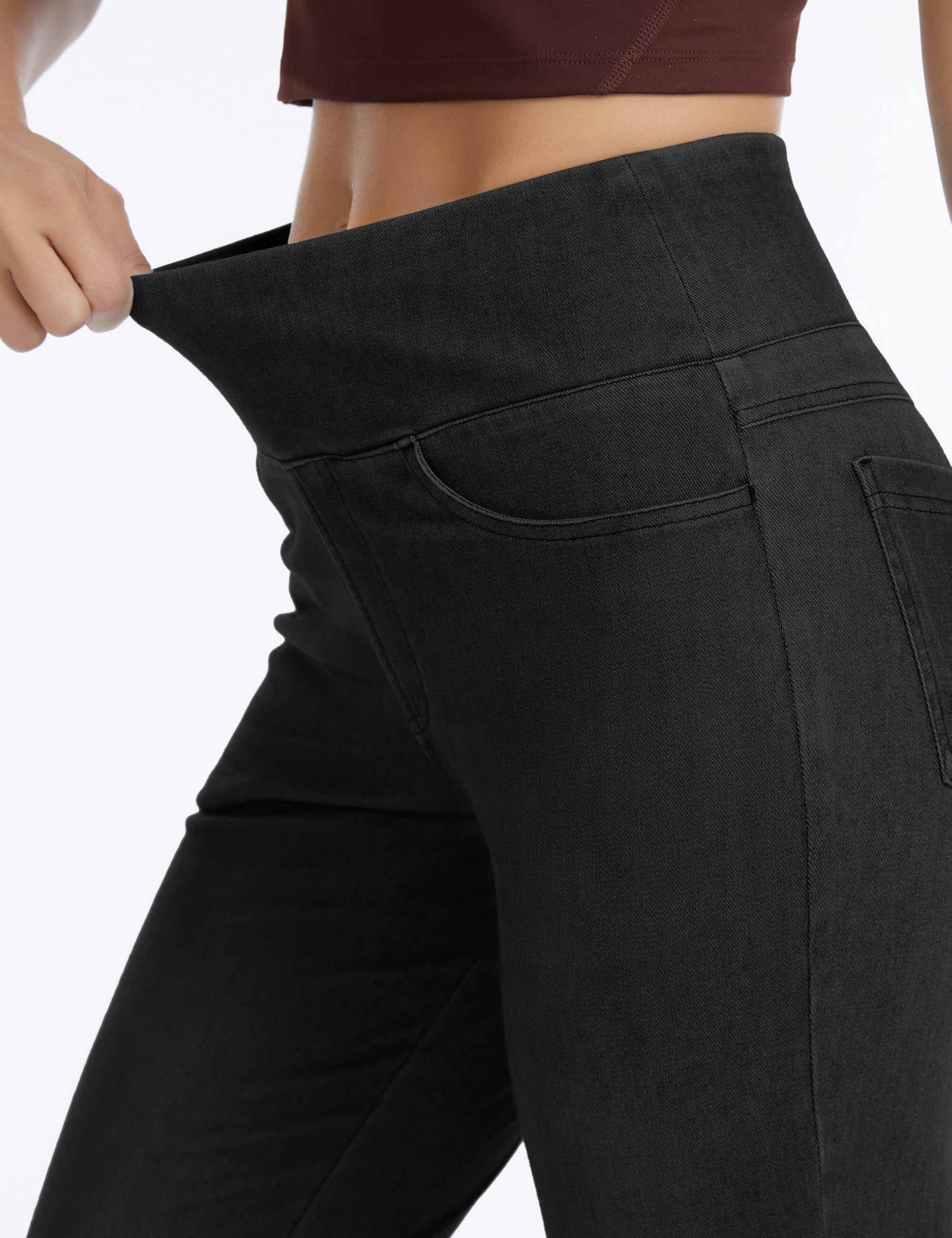 THE GYM PEOPLE Jeans Bootcut Donna Vita Alta Stretch Jeggings Zampa | Lunghezza Interna 74cm/79cm, 4 Tasche, Controllo Addome, Push Up, Slip-On, Traspirante, Morbido, Pantaloni Zampa Moda Yoga