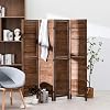 Room Divider Partition 4 Panel Privacy Screen 5.7FT Folding Screen Wood Frame Screen for Home Office Bedroom,Brown