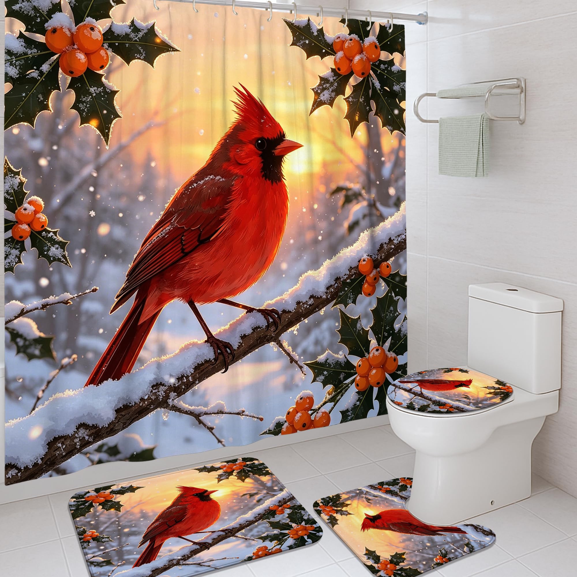 Rideau de douche polyester rouge cardinal 183 cm tapis bain baignoire dortoir