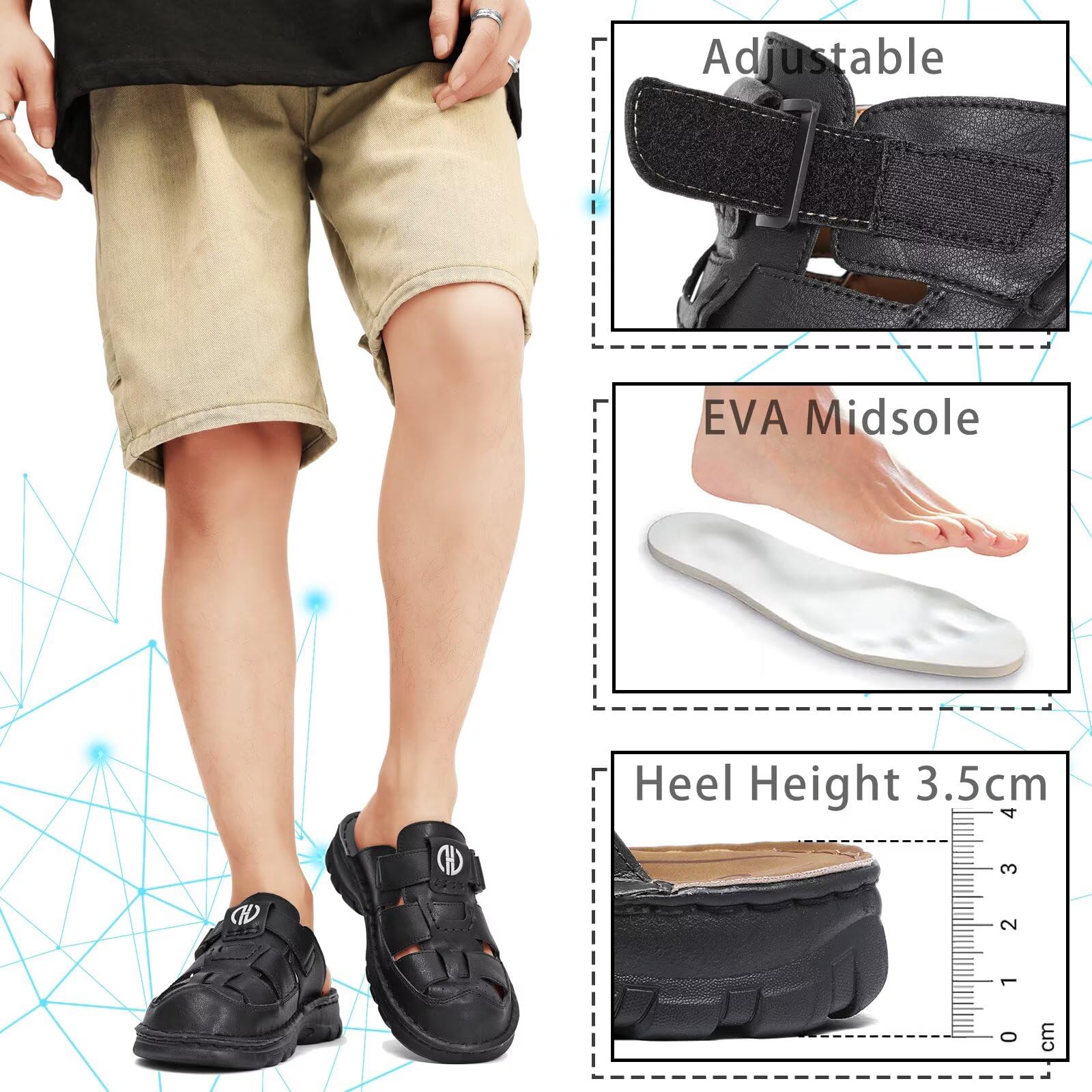 Zuecos y Mules para Hombre Sandalias de Cuero de Verano