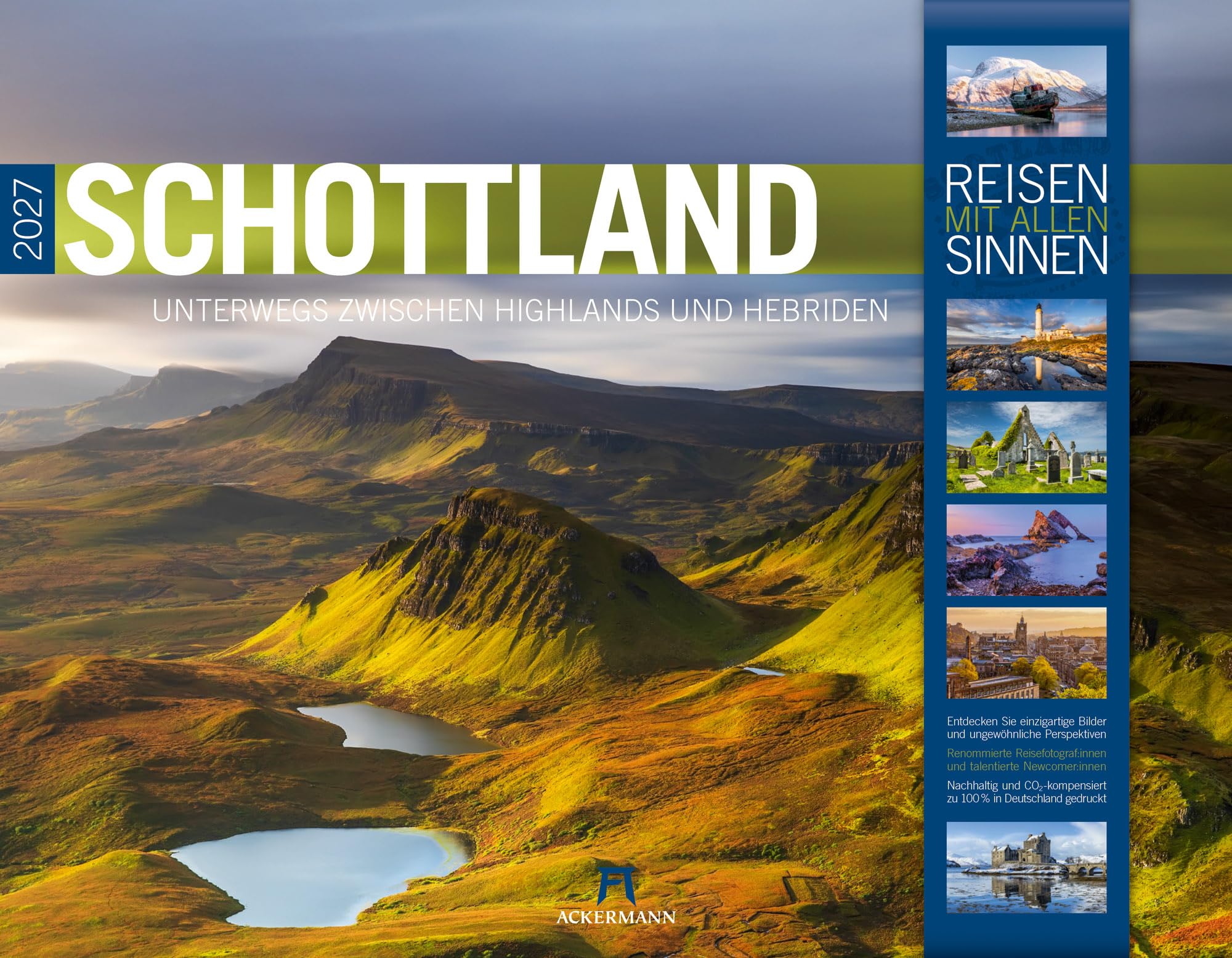 Schottland Kalender 2027 | Unterwegs zwischen Highlands und Hebriden: Imposanter Reise-Kalender im großen Querformat (54x42 cm) | Edinburgh