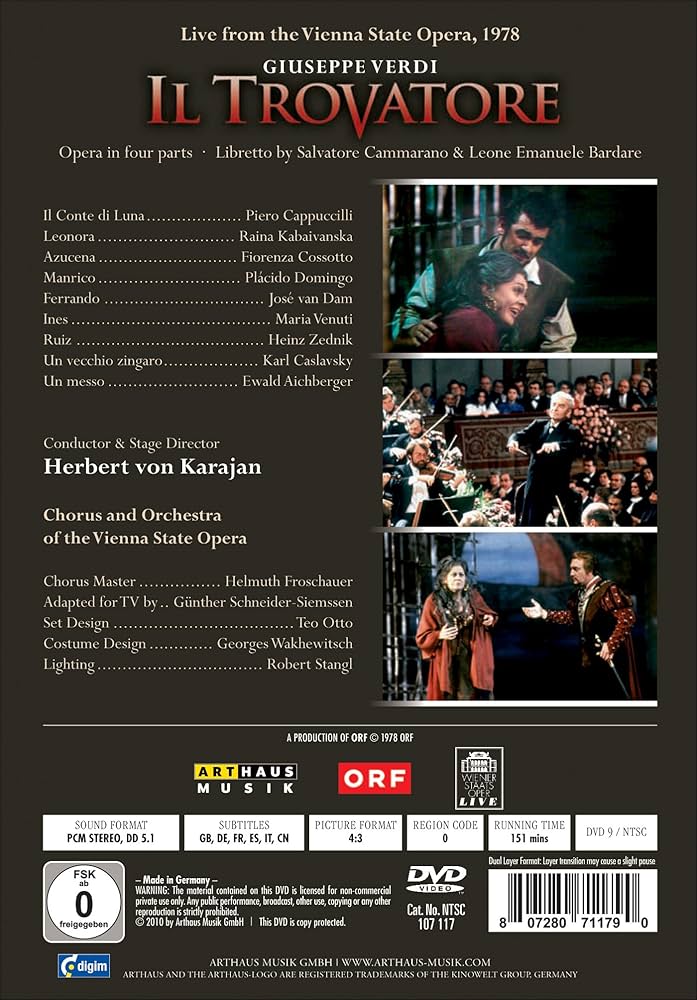 Amazon.com: Verdi - Il Trovatore : Placido Domingo, Raina