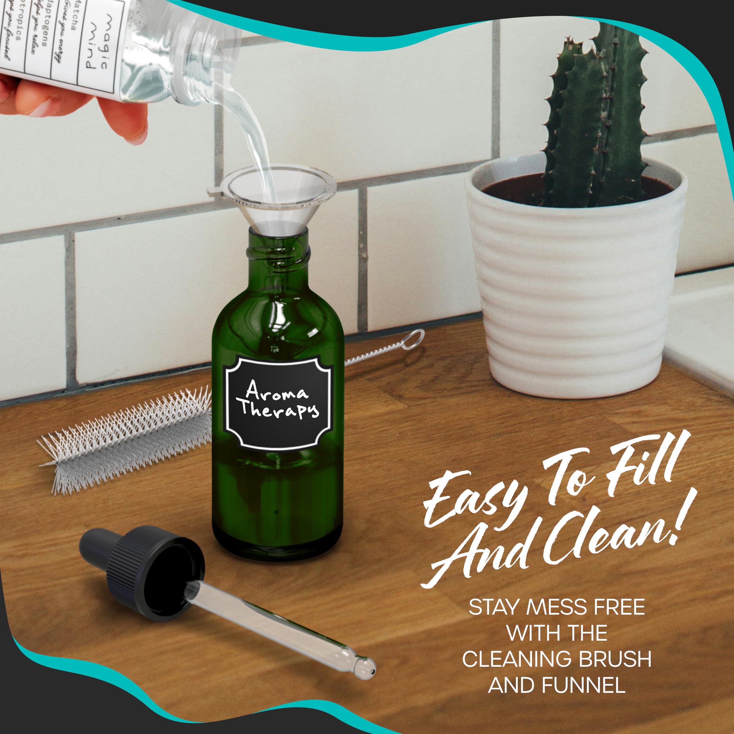 Nevlers 24 botellas de vidrio verdes de 4 onzas con cuentagotas, botellas vacías a prueba de fugas para aceite, utilizables como botella vacía con cuentagotas para ojos, botellas de aceite para