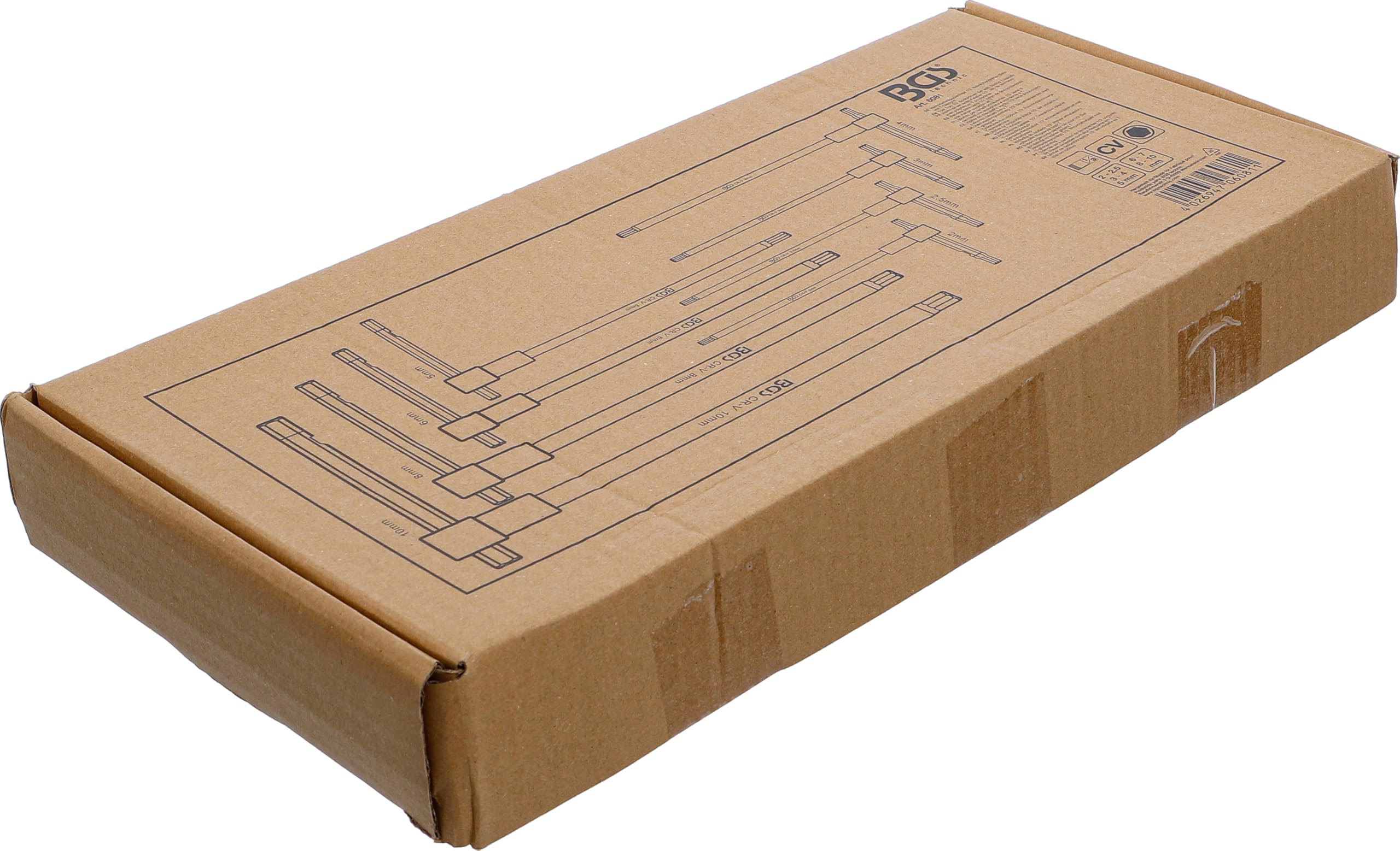 BGS 6081 | Modulo per carrelli portautensili 1/3: serie di cacciaviti con impugnatura scorrevole a T | esagono interno | 2 - 10 mm | 8 pz.