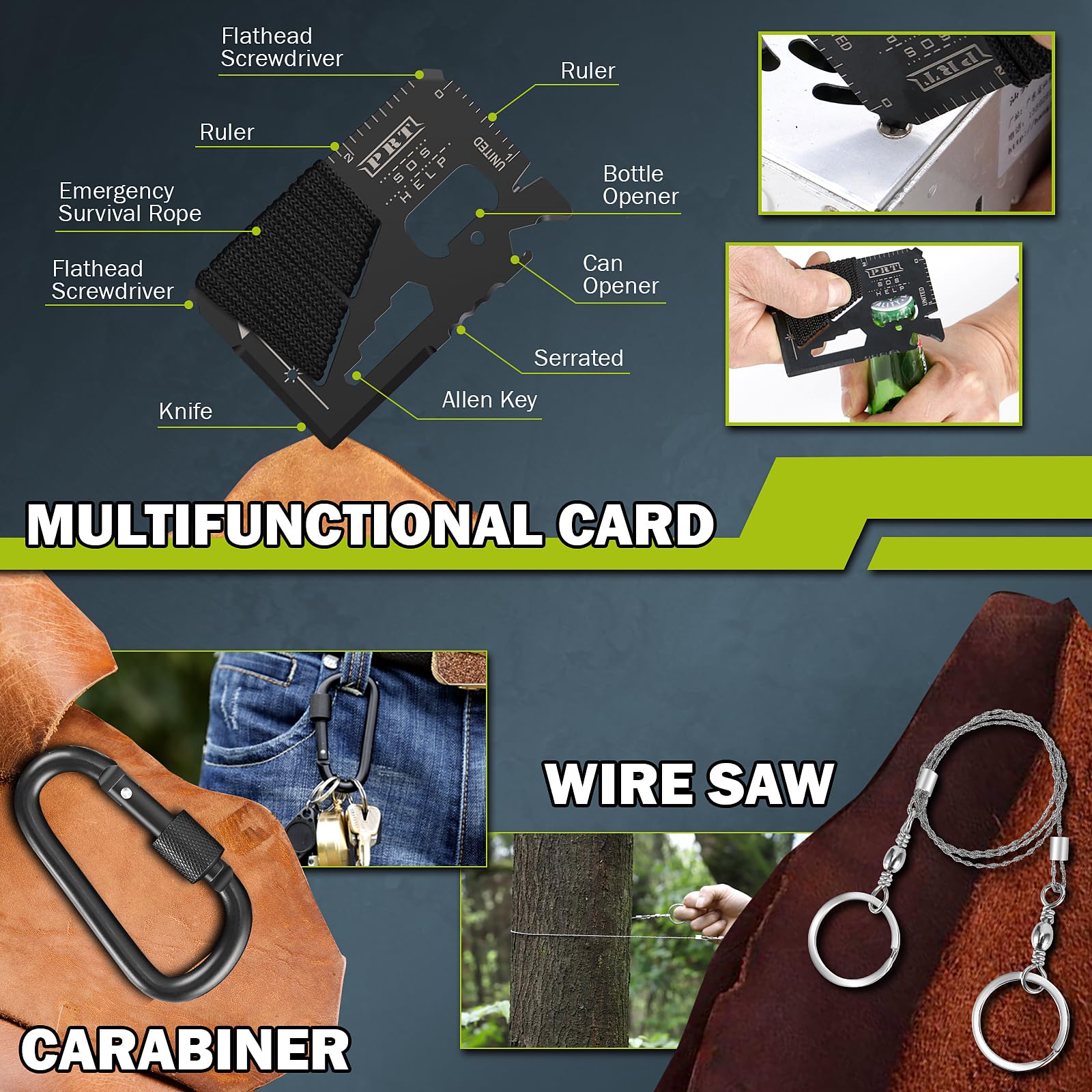 Kit di sopravvivenza 17 in 1, attrezzatura di sopravvivenza e forniture per adulti adolescenti, custodia di sopravvivenza, 2025, regalo di sorpresa per le vacanze di Natale, pesca, caccia, campeggio