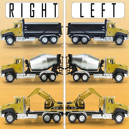 Miniatura 3 de Coches de metal a escala 150 paquete de 3 vehículos de construcción de ingeniería camión volquete excavadora camión mezclador juguetes de coche con