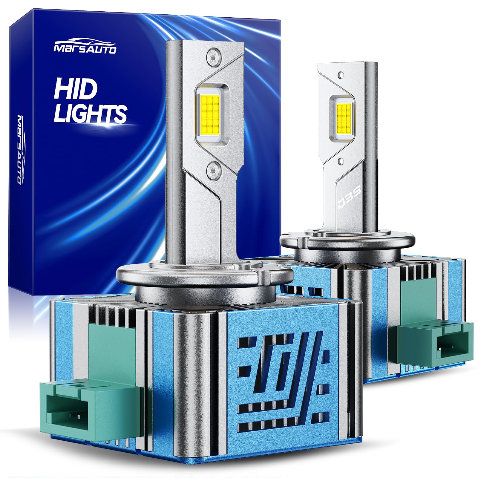 Marsauto D3S D3R HID Bulbs, 800% Brightness, 6000K White for 66340 42403 42302 (42403C1) HID Xenon Bulb, Plug and Play, Pack of 2